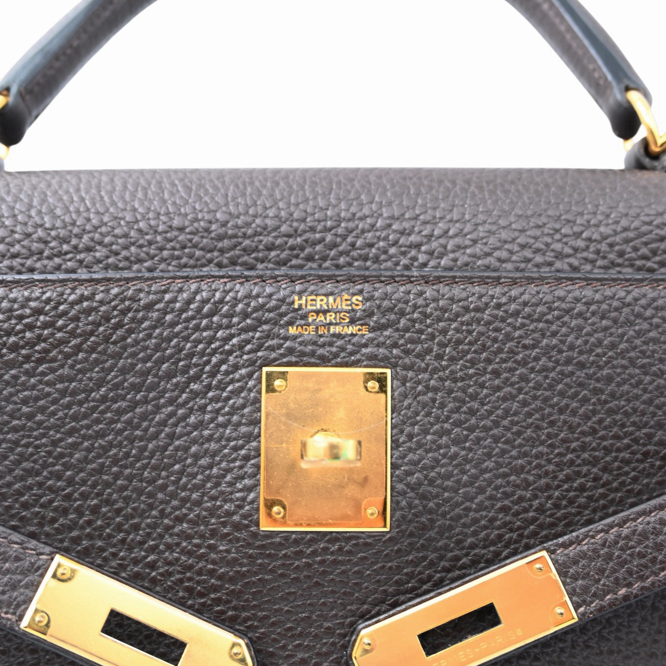 Hermes Kelly 32 Togo Handbag GHW Ebene Square P