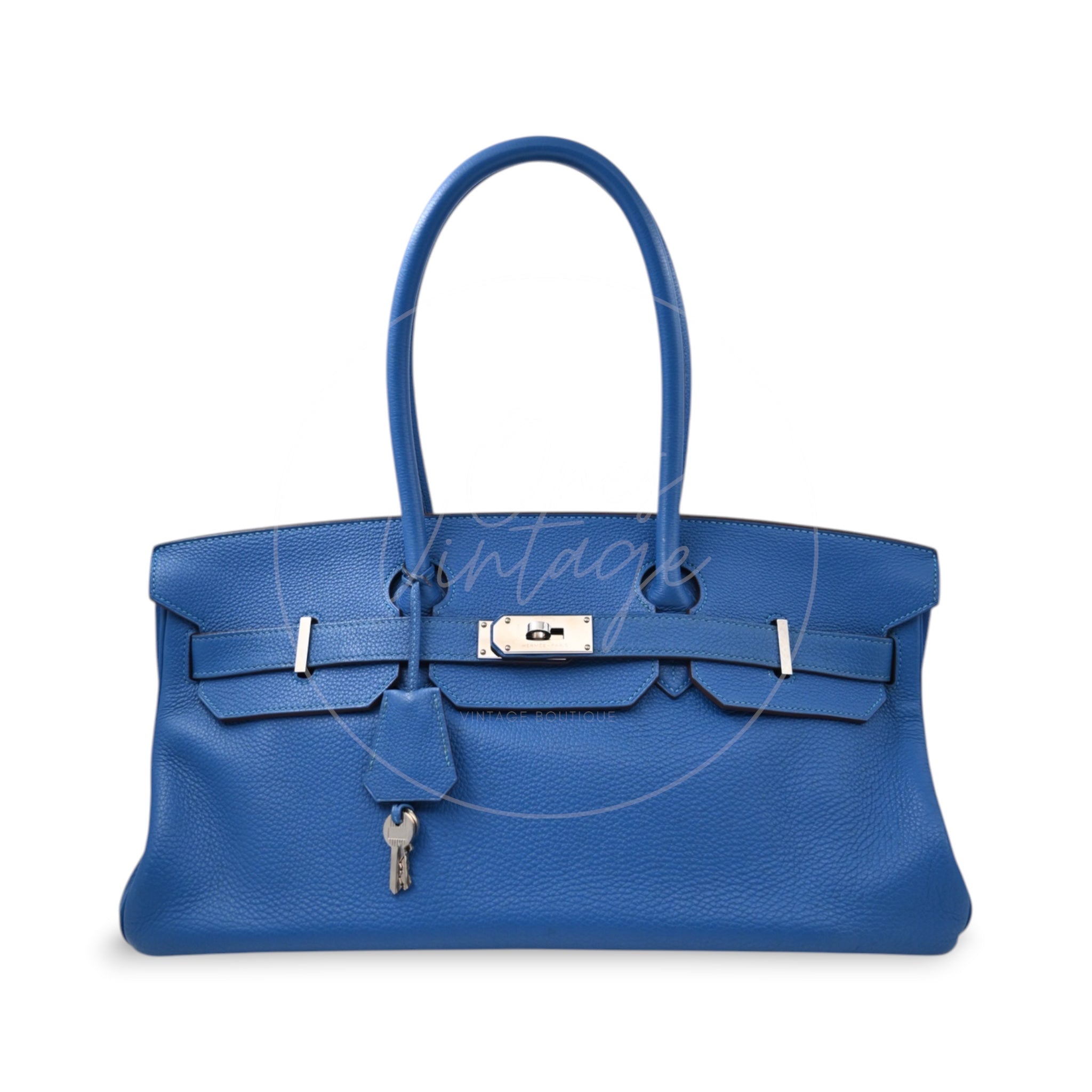 Hermes Birkin Shoulder Togo PHW Blue Royal Square O