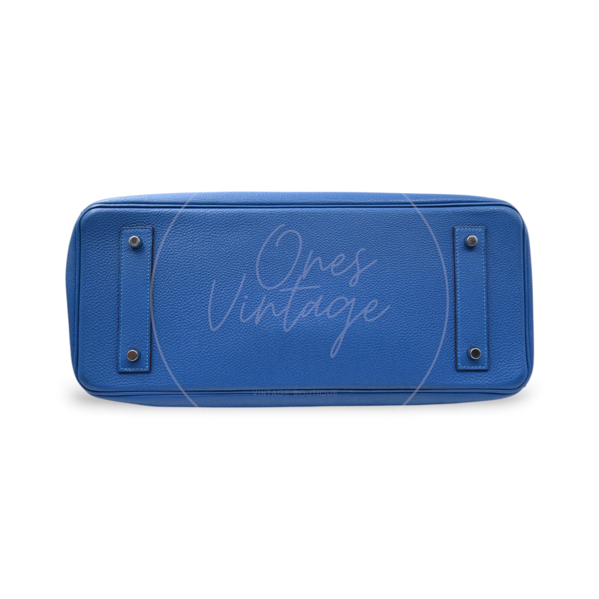 Hermes Birkin Shoulder Togo PHW Blue Royal Square O