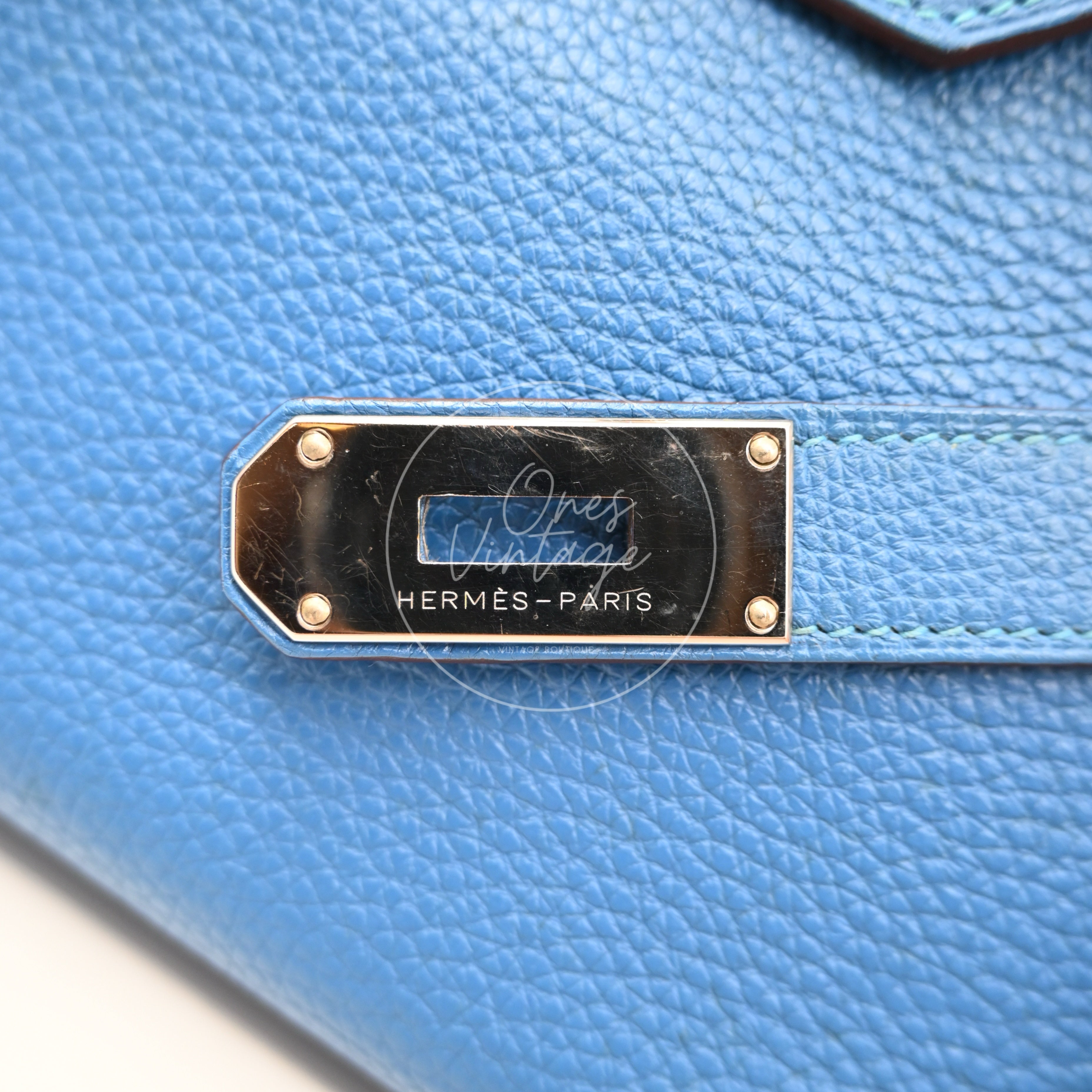 Hermes Birkin Shoulder Togo PHW Blue Royal Square O