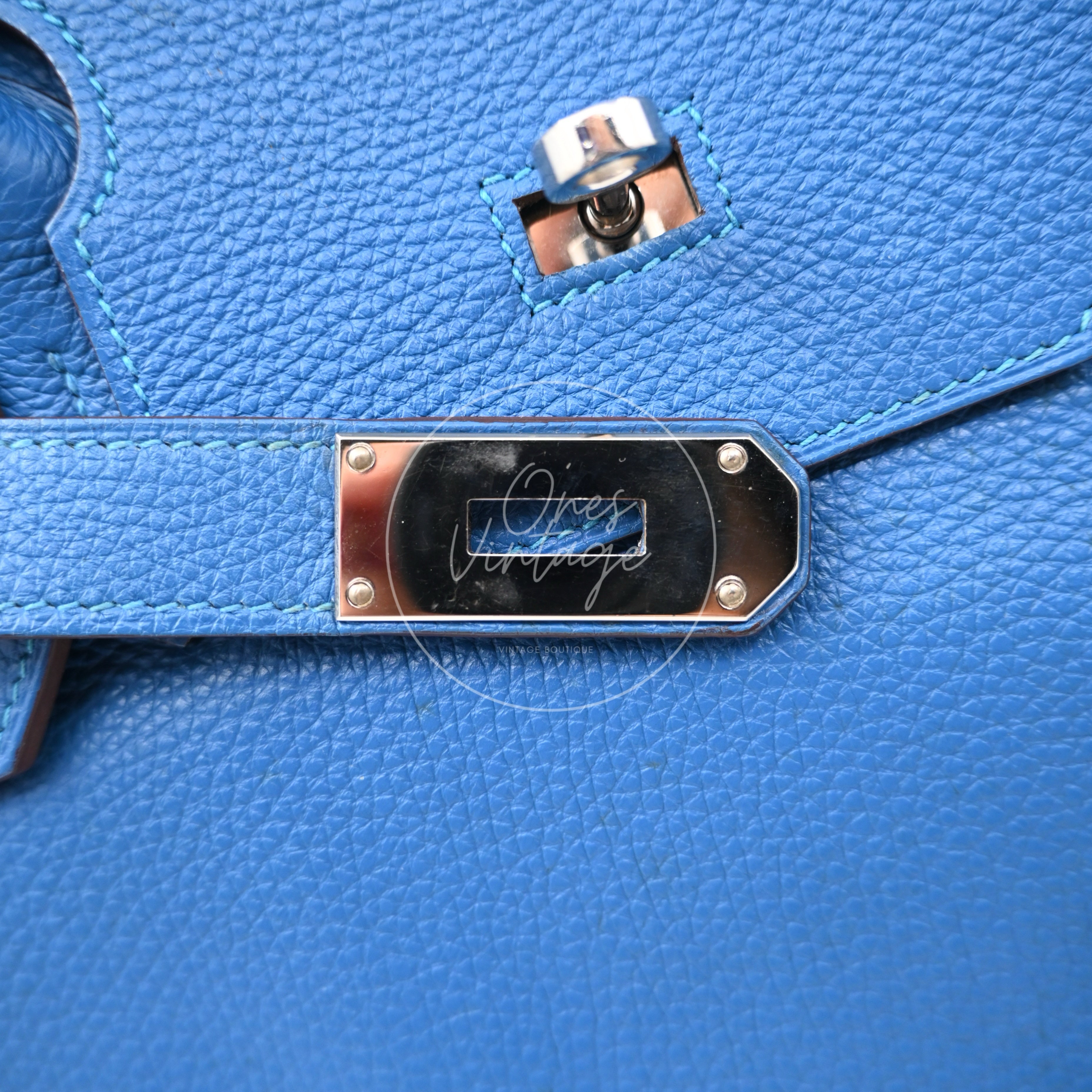 Hermes Birkin Shoulder Togo PHW Blue Royal Square O