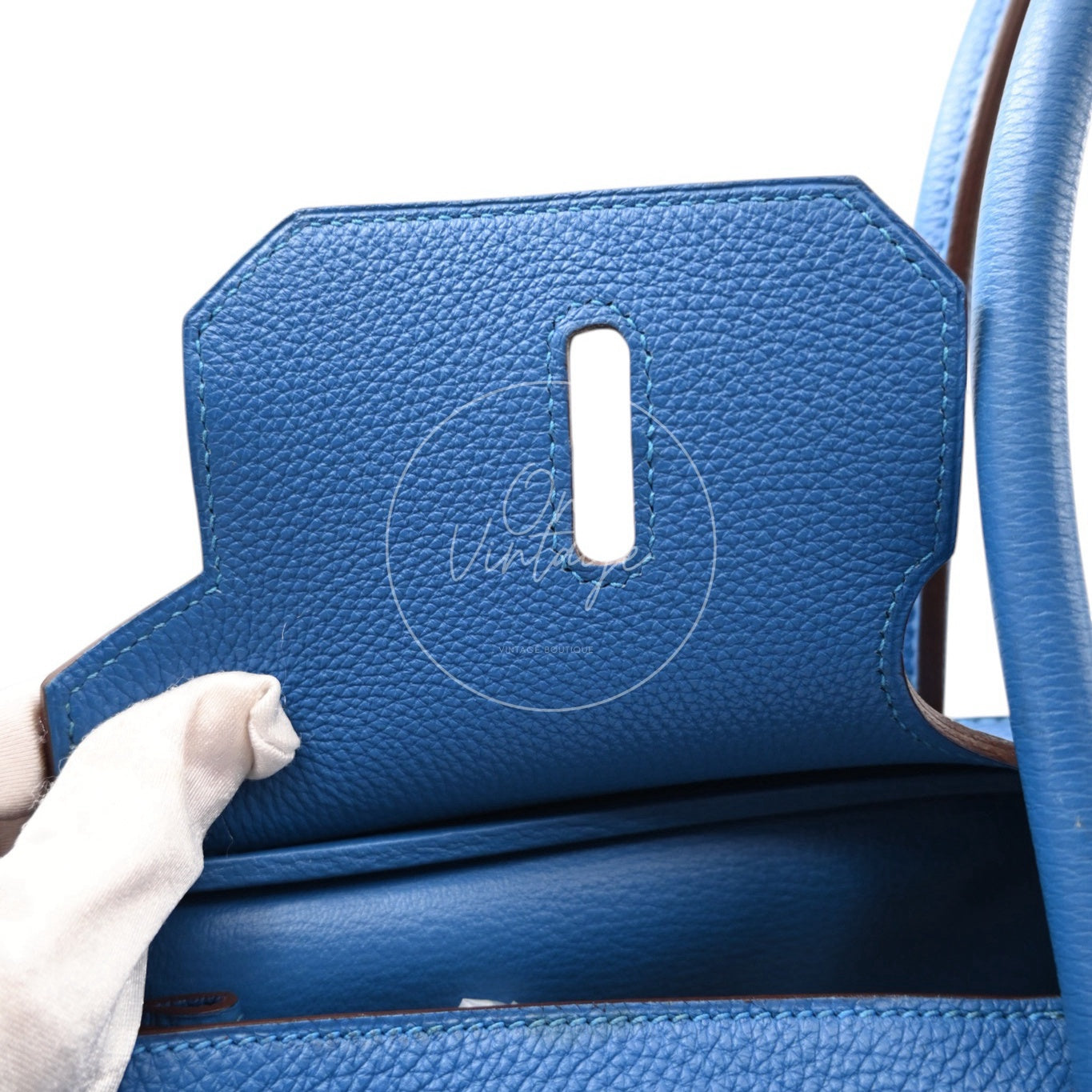 Hermes Birkin Shoulder Togo PHW Blue Royal Square O