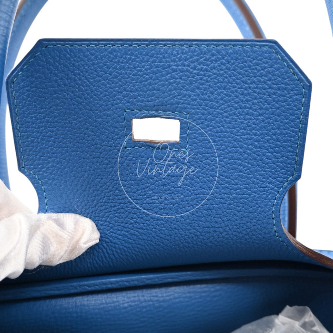 Hermes Birkin Shoulder Togo PHW Blue Royal Square O