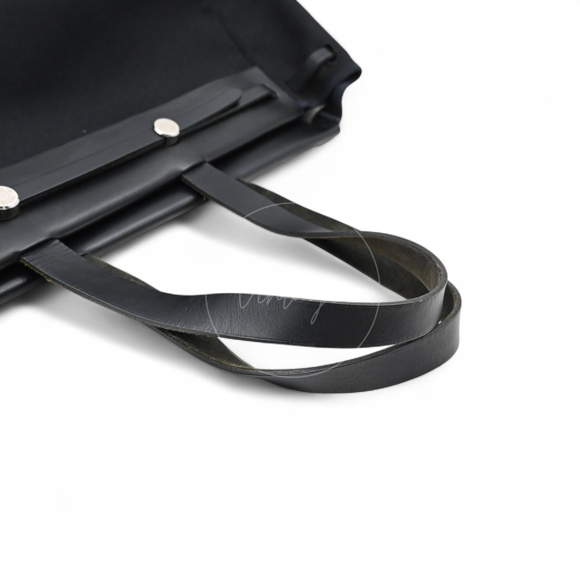 Hermes Herbag Cabas GM Swift Canvas PHW Black Square C