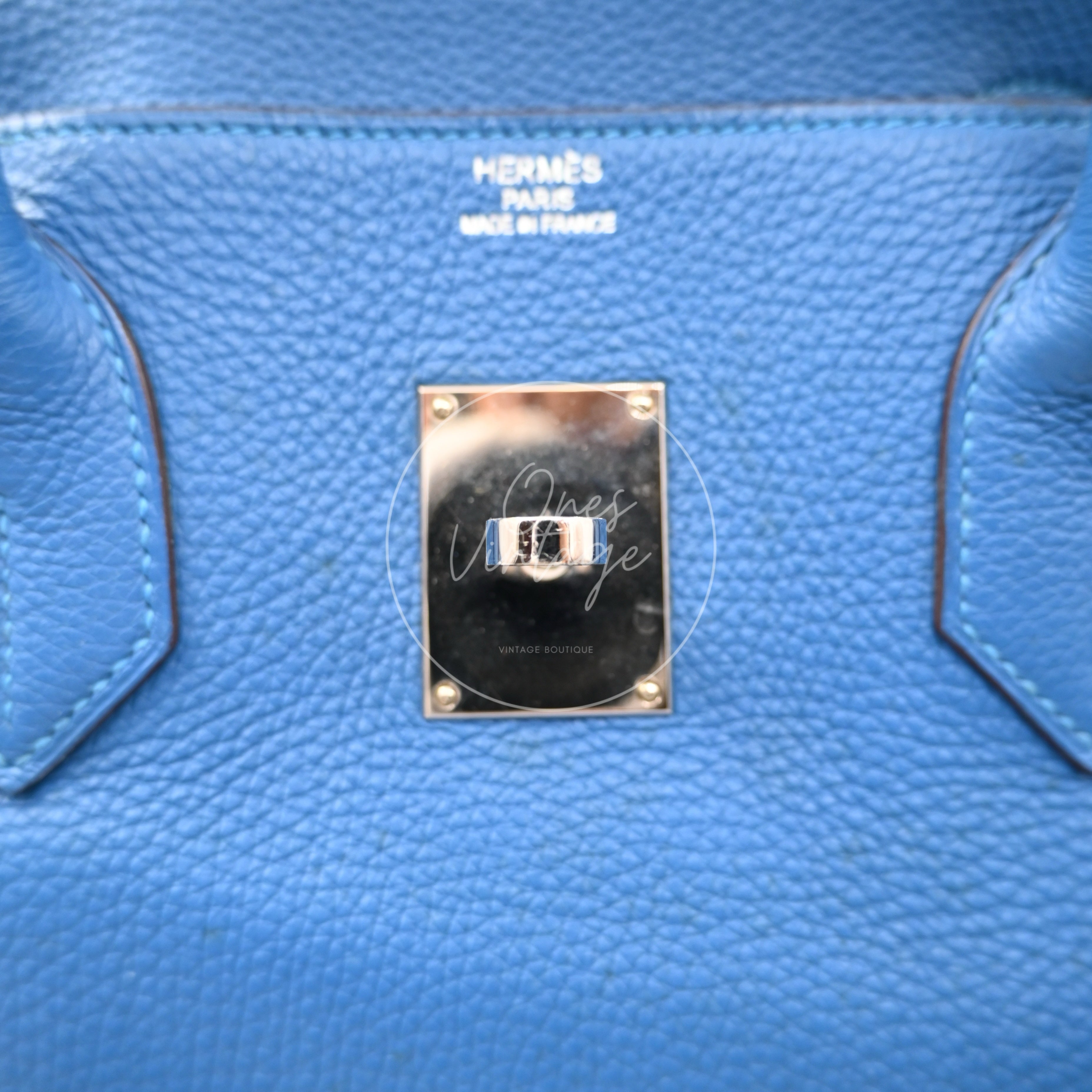 Hermes Birkin Shoulder Togo PHW Blue Royal Square O