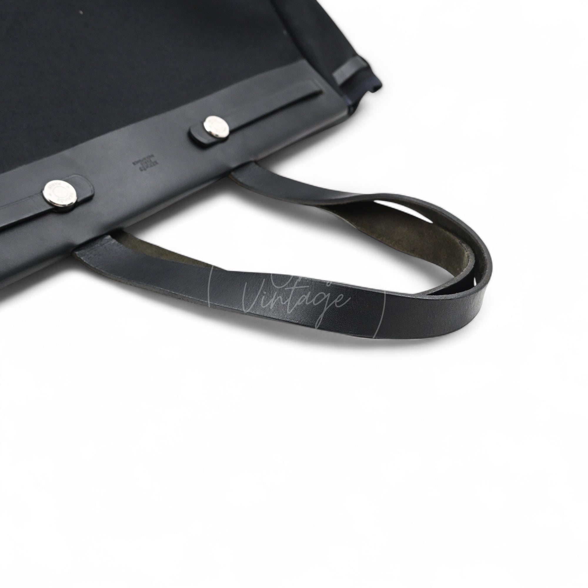 Hermes Herbag Cabas GM Swift Canvas PHW Black Square C