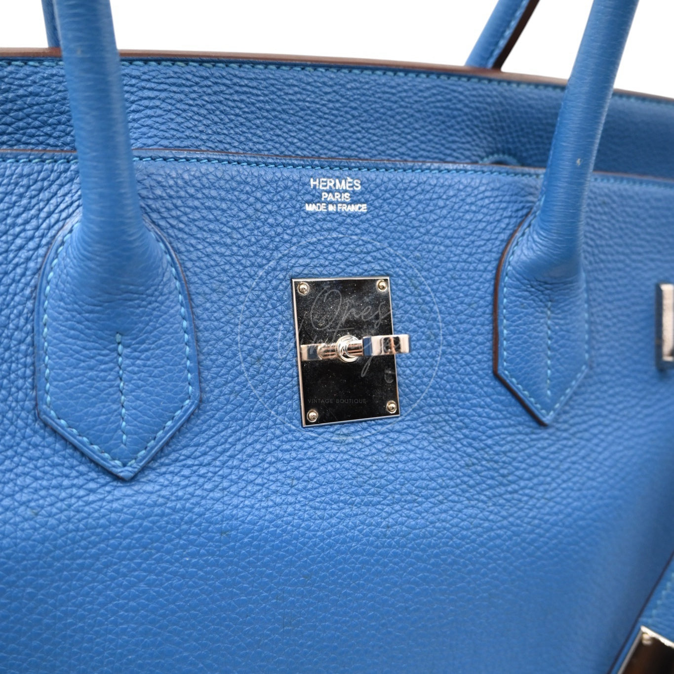 Hermes Birkin Shoulder Togo PHW Blue Royal Square O