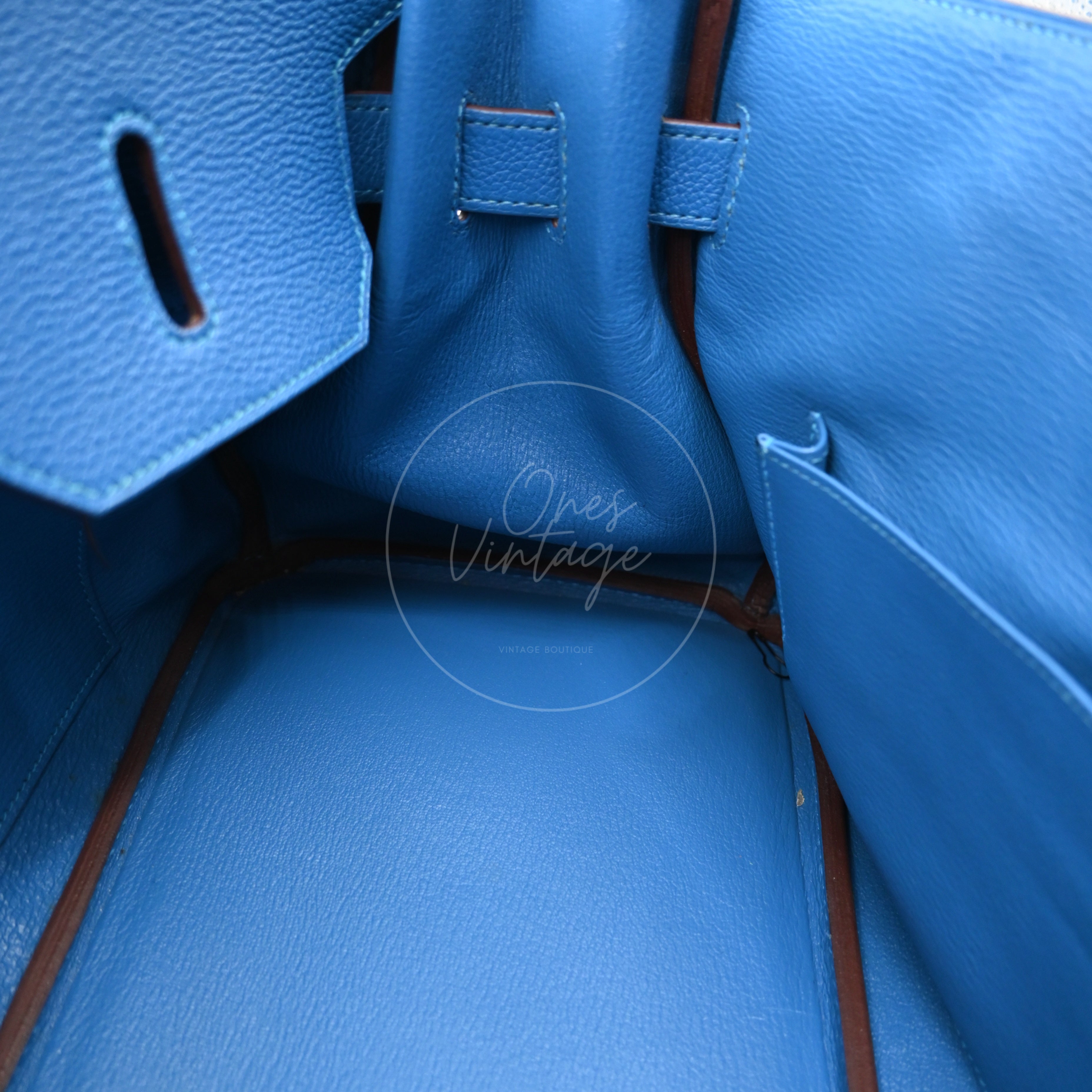 Hermes Birkin Shoulder Togo PHW Blue Royal Square O