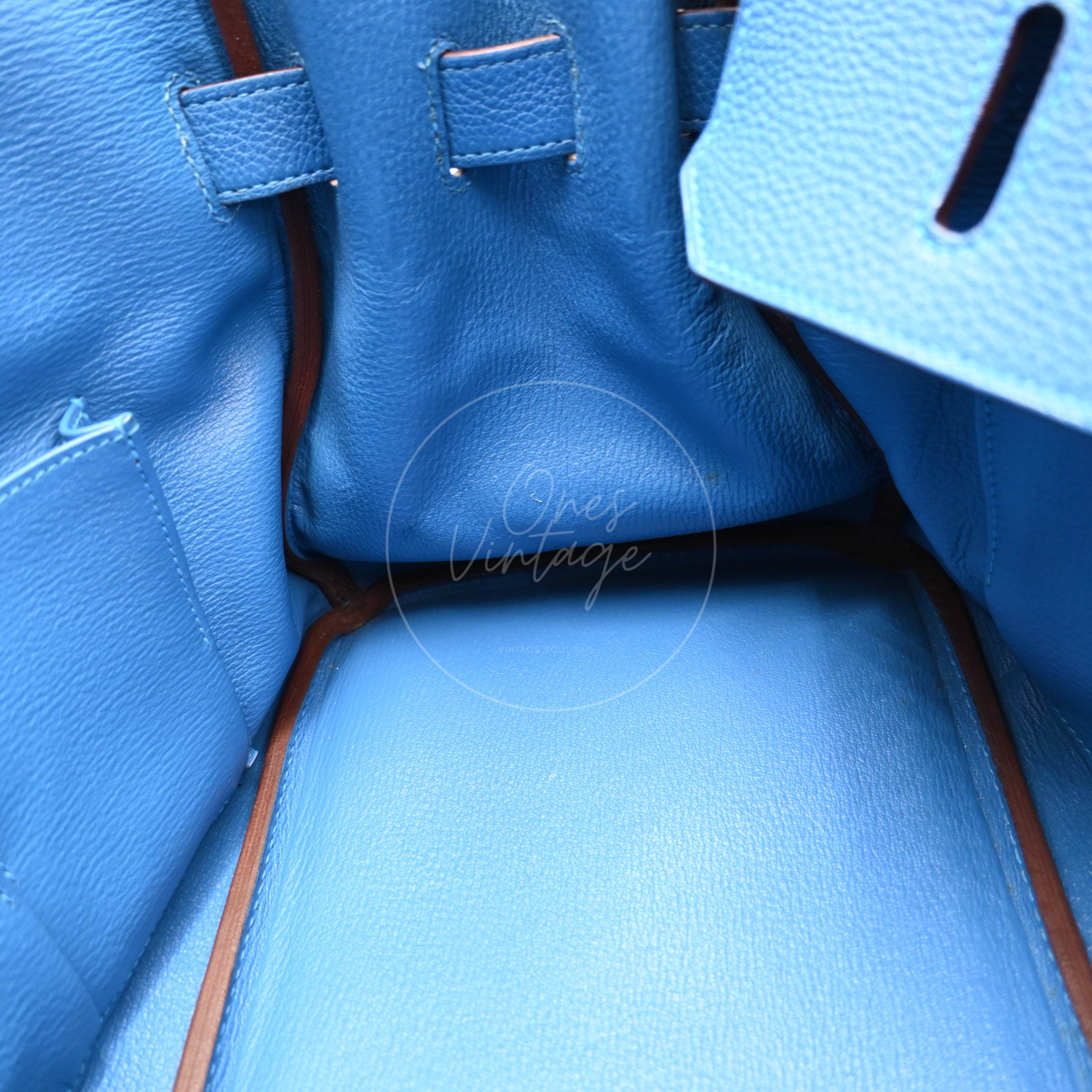 Hermes Birkin Shoulder Togo PHW Blue Royal Square O