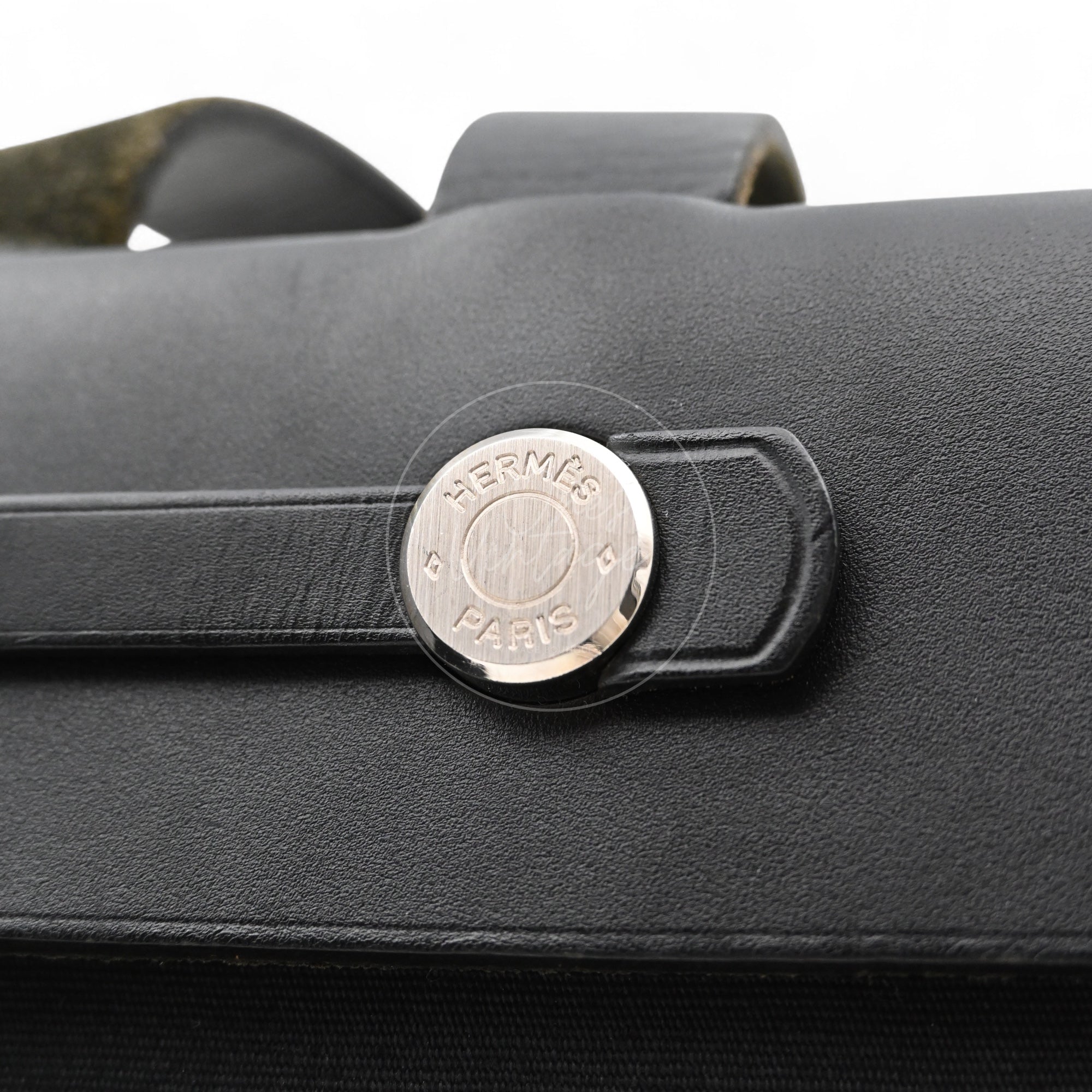 Hermes Herbag Cabas GM Swift Canvas PHW Black Square C