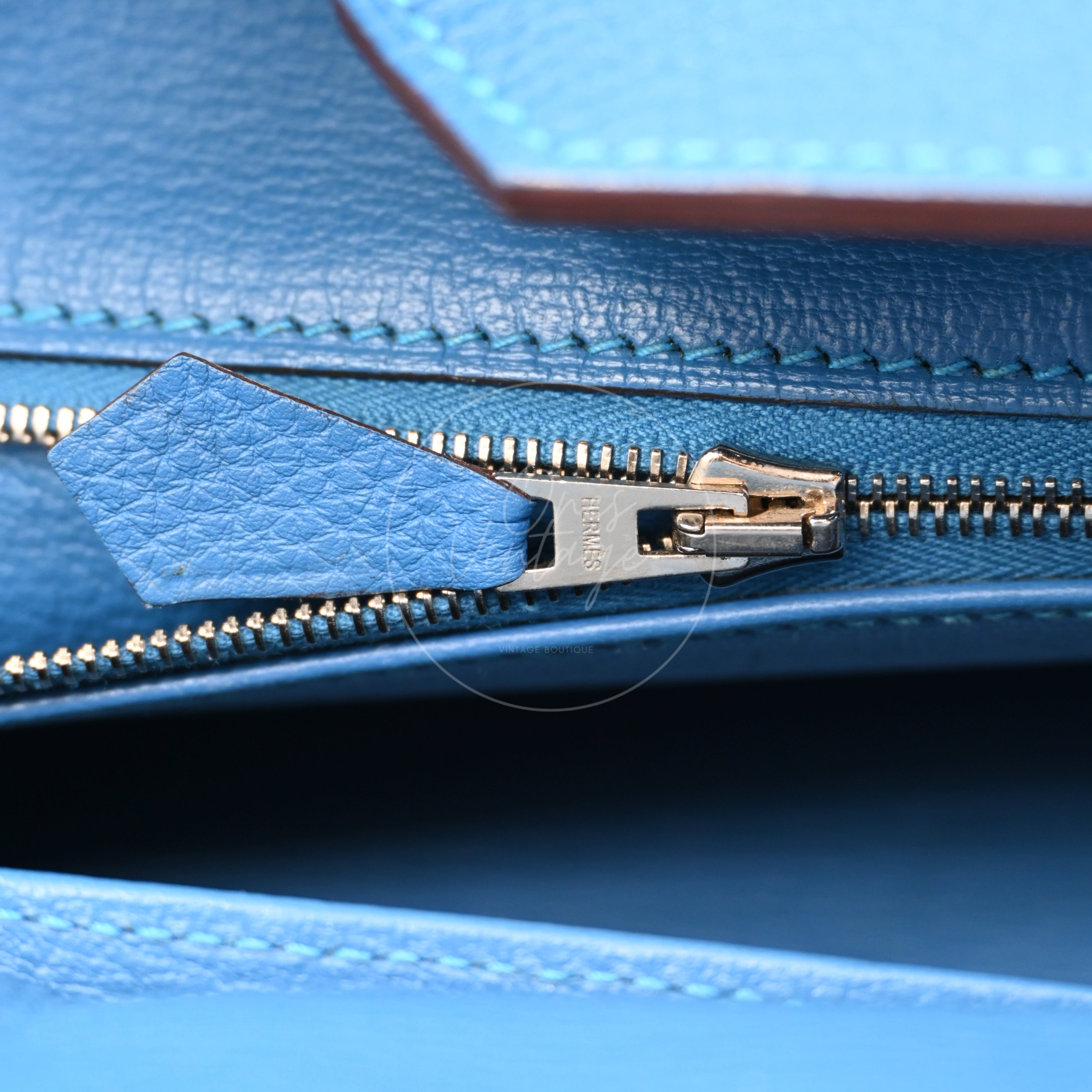 Hermes Birkin Shoulder Togo PHW Blue Royal Square O