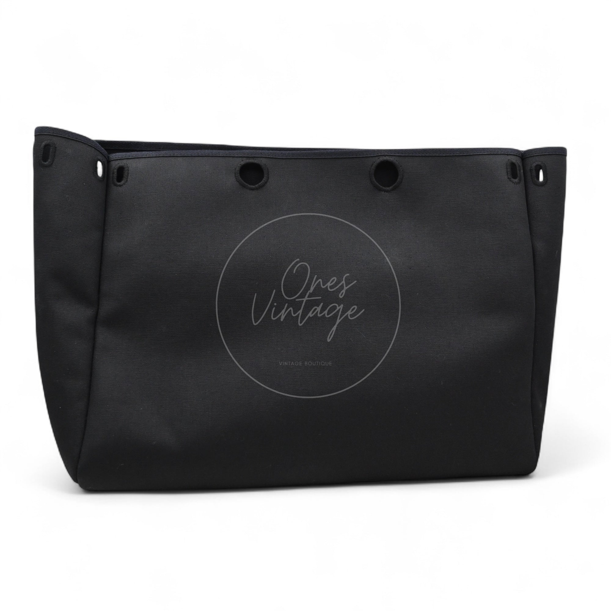 Hermes Herbag Cabas GM Swift Canvas PHW Black Square C