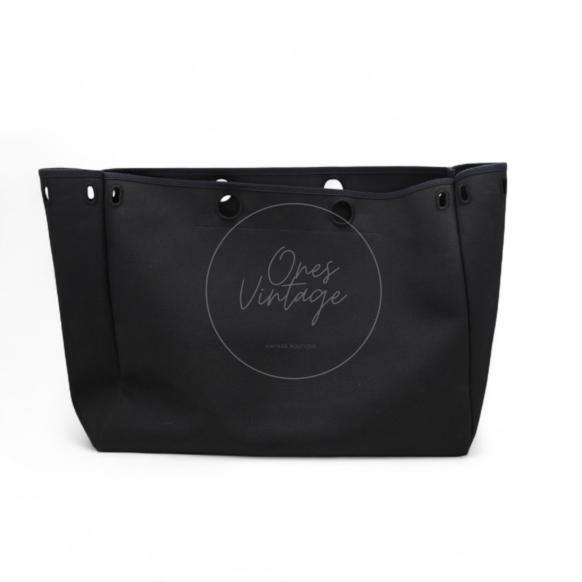 Hermes Herbag Cabas GM Swift Canvas PHW Black Square C