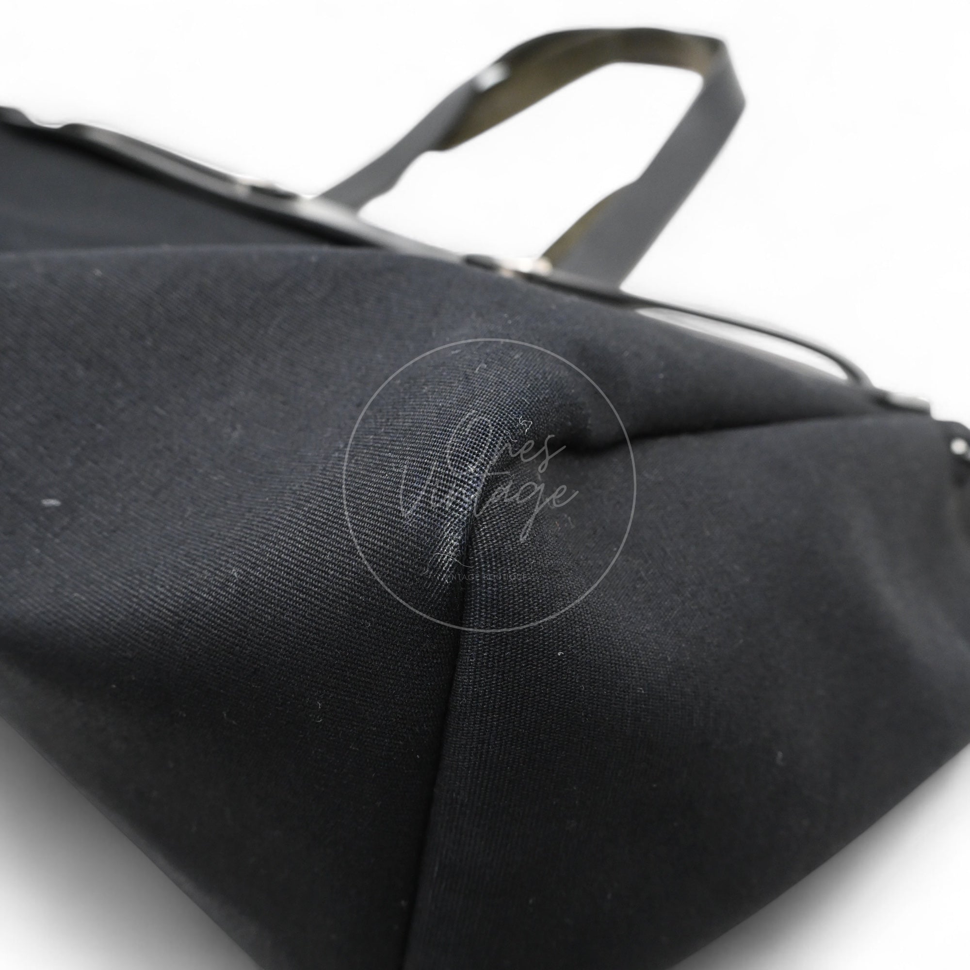 Hermes Herbag Cabas GM Swift Canvas PHW Black Square C