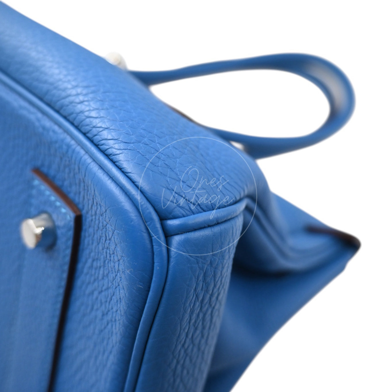 Hermes Shoulder Birkin Togo PHW Blue Royal Square O