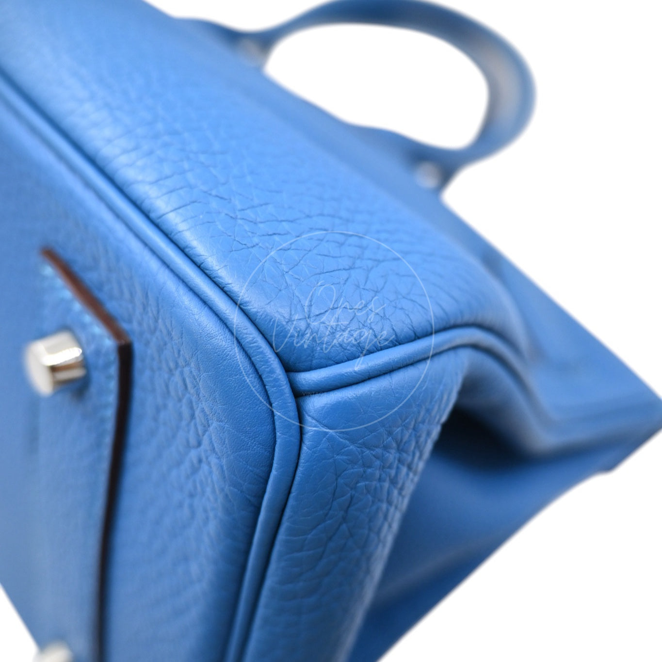 Hermes Shoulder Birkin Togo PHW Blue Royal Square O