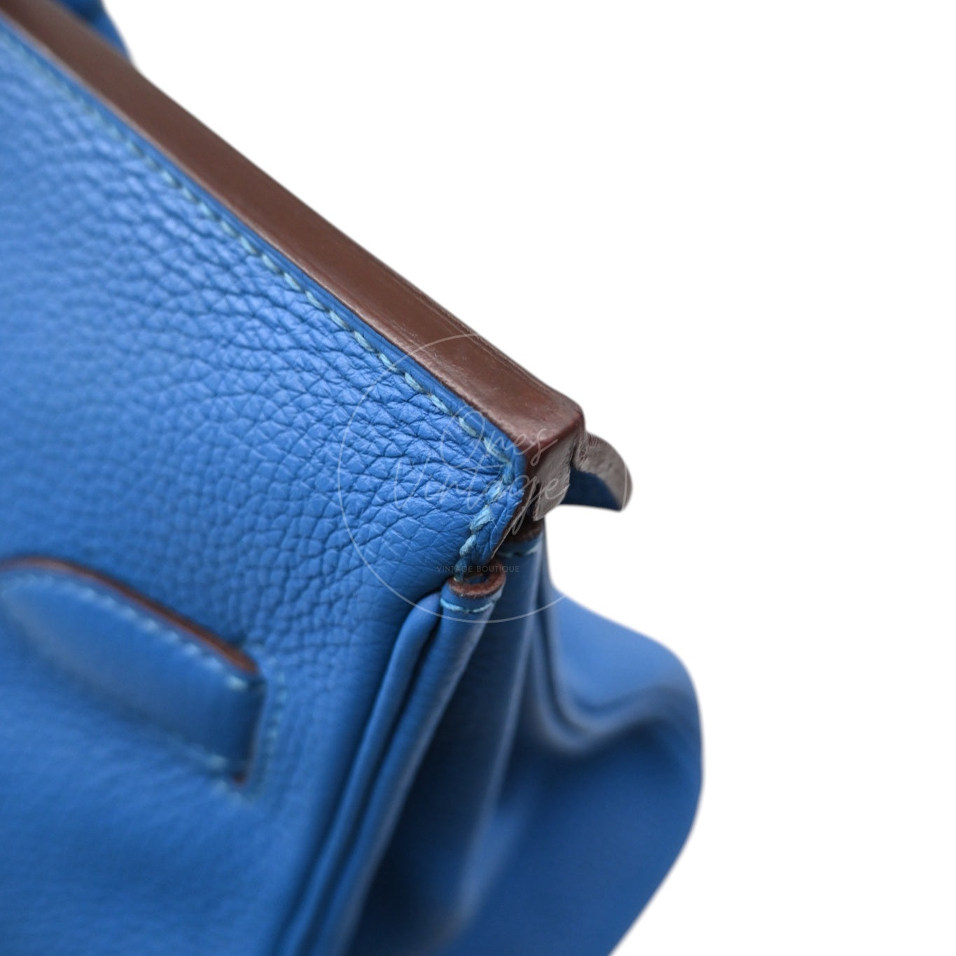 Hermes Shoulder Birkin Togo PHW Blue Royal Square O