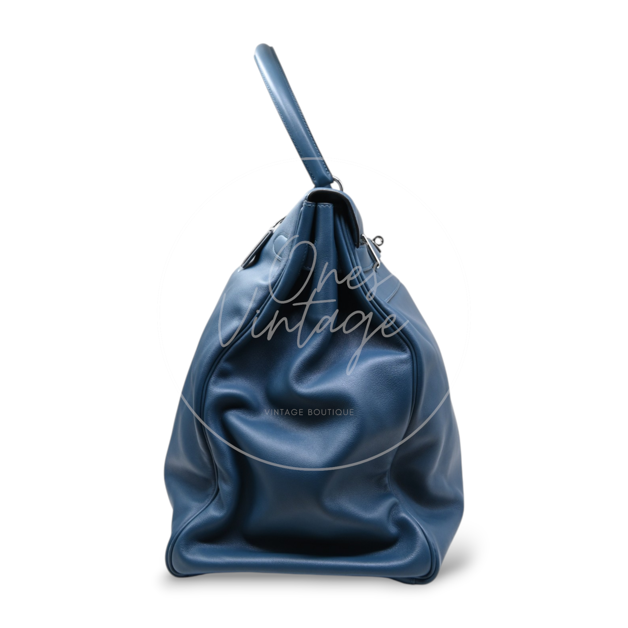 Hermes Kelly Relax 50 PWH Blue Square P