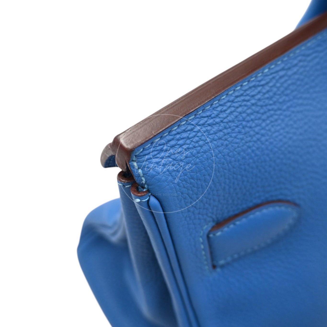 Hermes Shoulder Birkin Togo PHW Blue Royal Square O