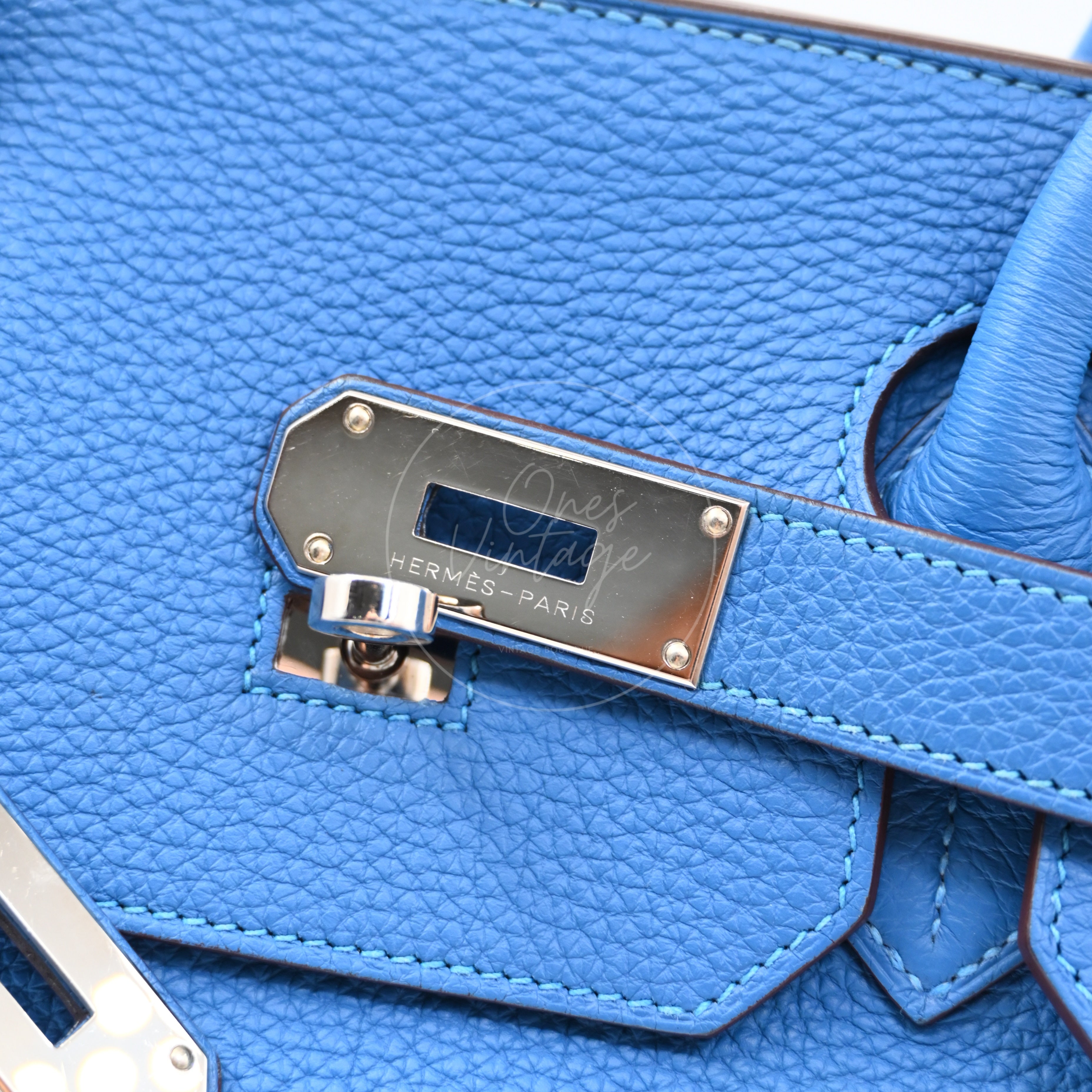 Hermes Shoulder Birkin Togo PHW Blue Royal Square O