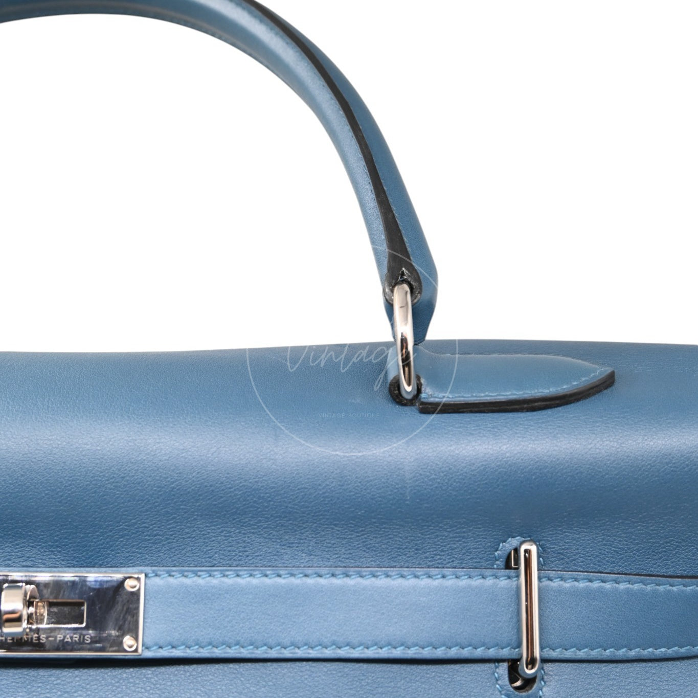 Hermes Kelly Relax 50 PWH Blue Square P