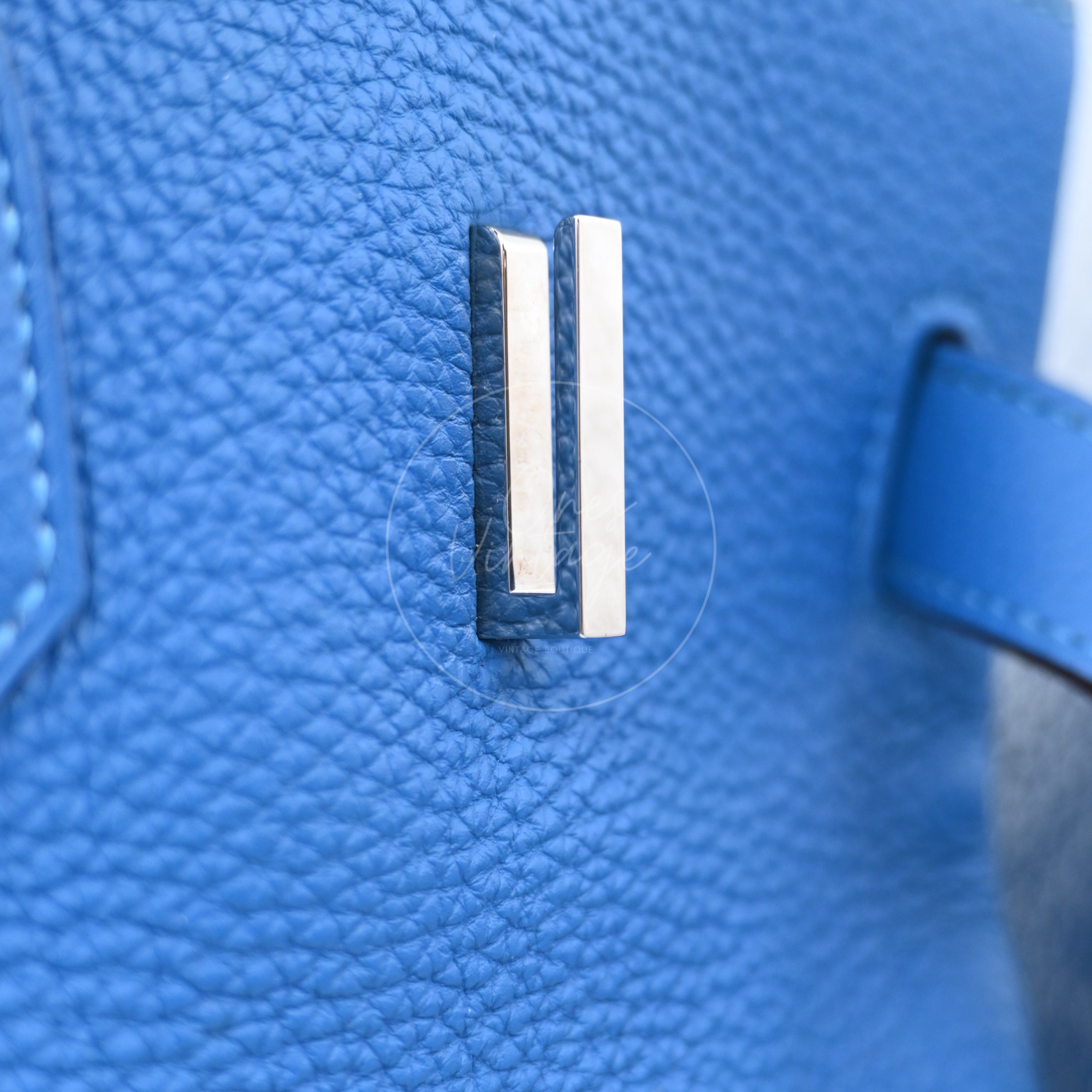 Hermes Shoulder Birkin Togo PHW Blue Royal Square O