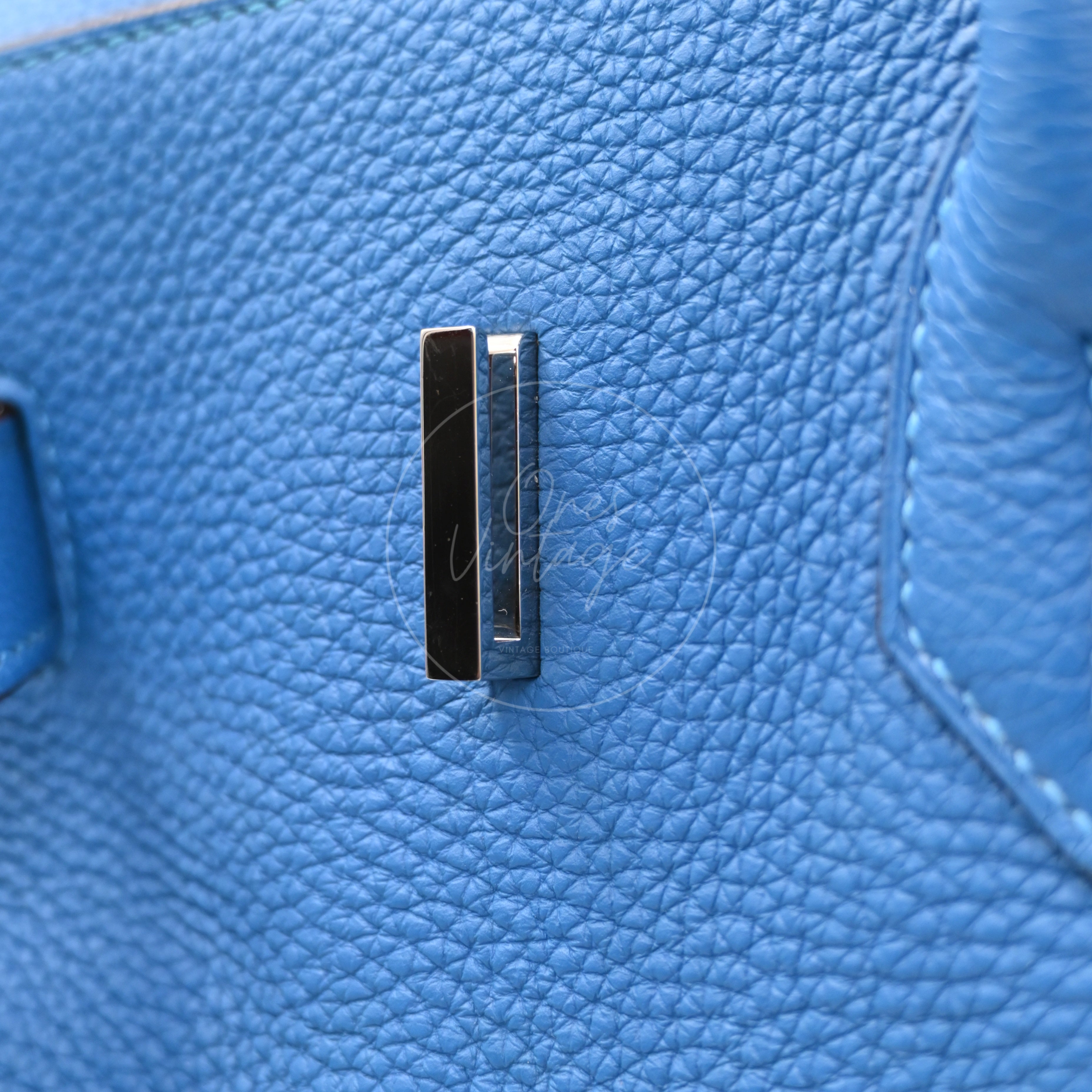 Hermes Shoulder Birkin Togo PHW Blue Royal Square O