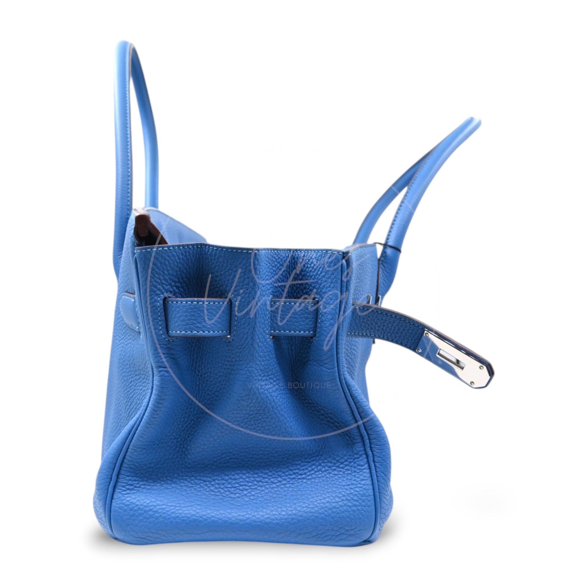 Hermes Shoulder Birkin Togo PHW Blue Royal Square O