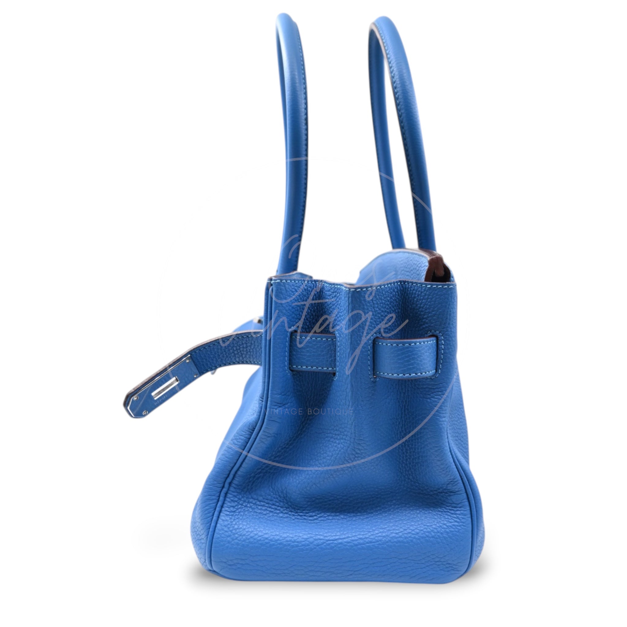 Hermes Shoulder Birkin Togo PHW Blue Royal Square O