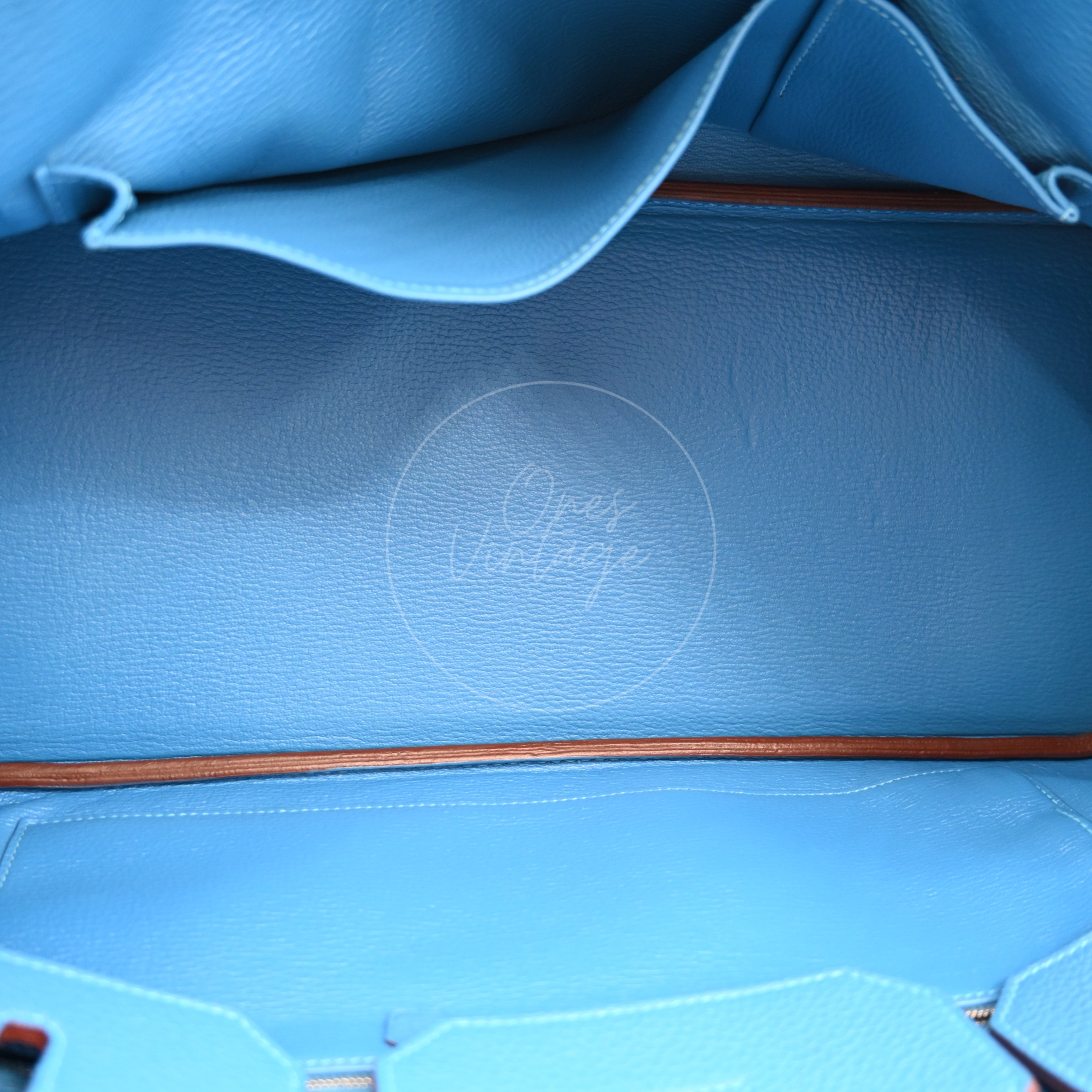 Hermes Shoulder Birkin Togo PHW Blue Royal Square O
