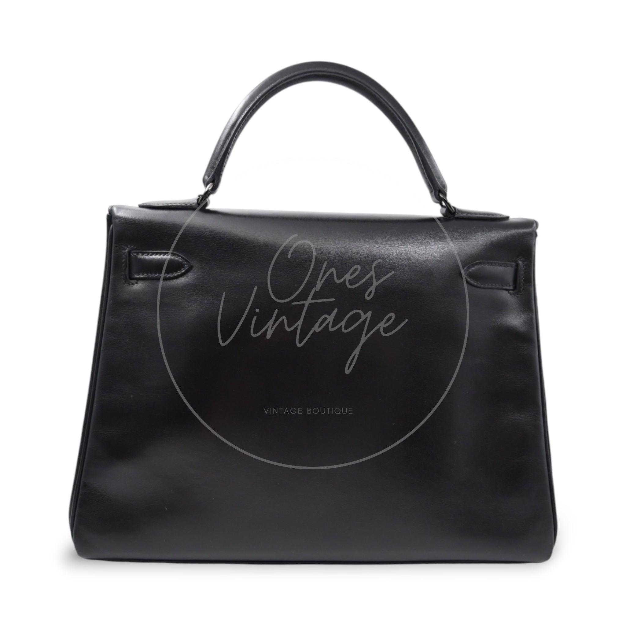 Hermès Kelly 32 So Black Box Calf Leather PVD Black Square N