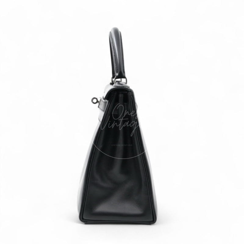 Hermes Kelly 28 Stamp PHW Noir Square B