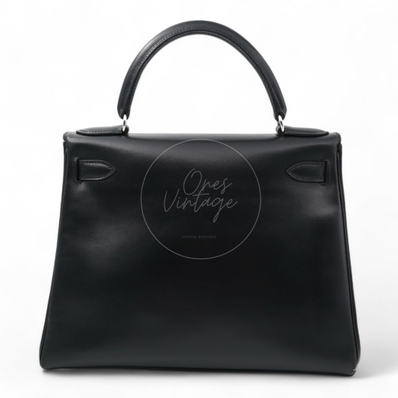 Hermes Kelly 28 Stamp PHW Noir Square B