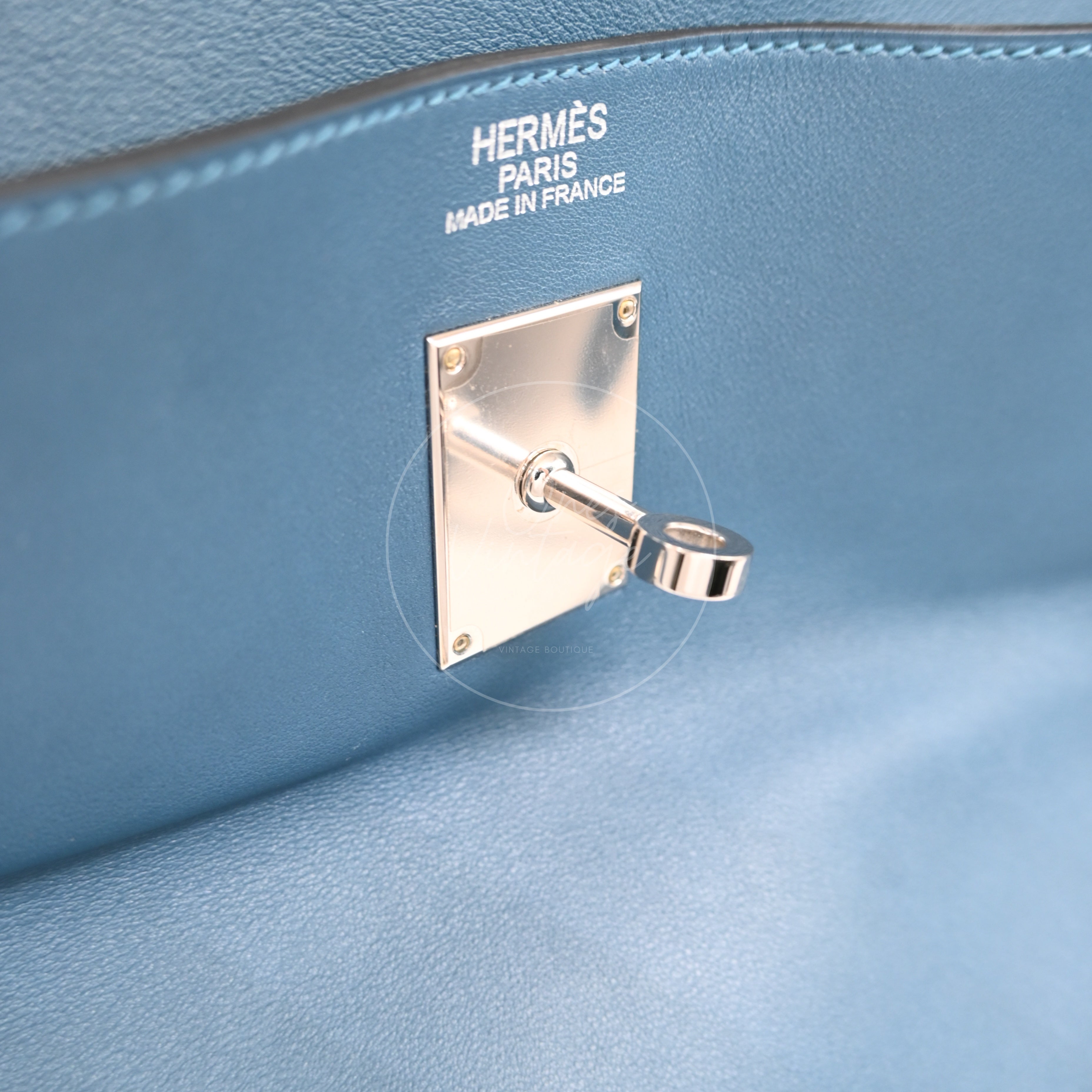 Hermes Kelly Relax 50 PWH Blue Square P
