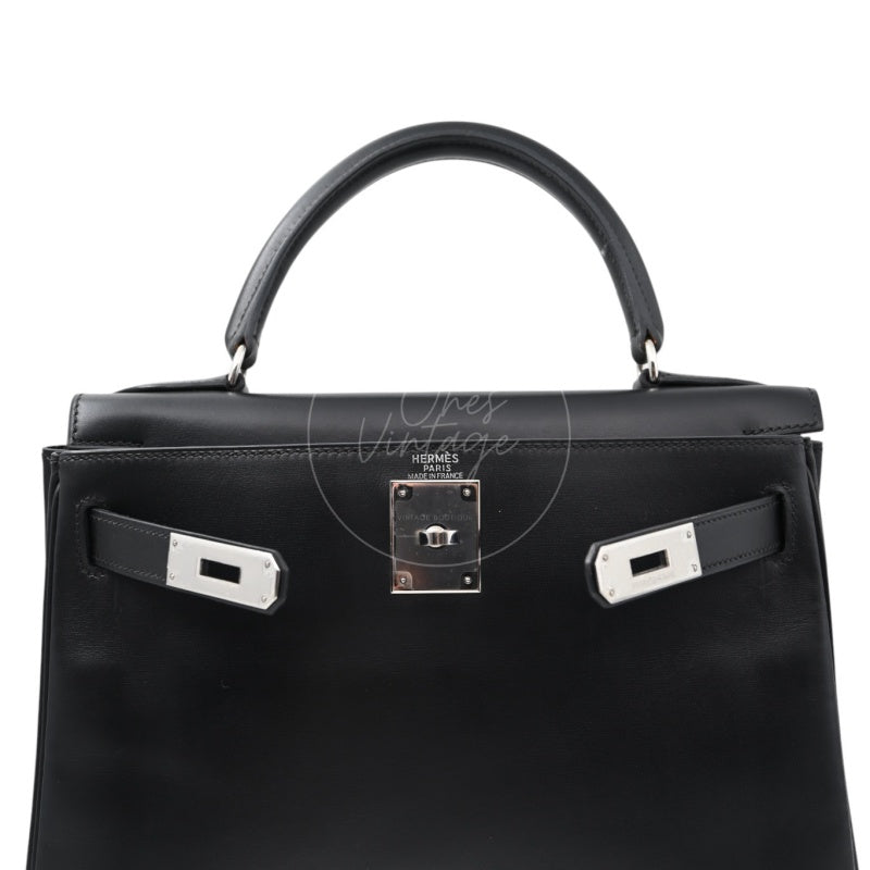 Hermes Kelly 28 Stamp PHW Noir Square B