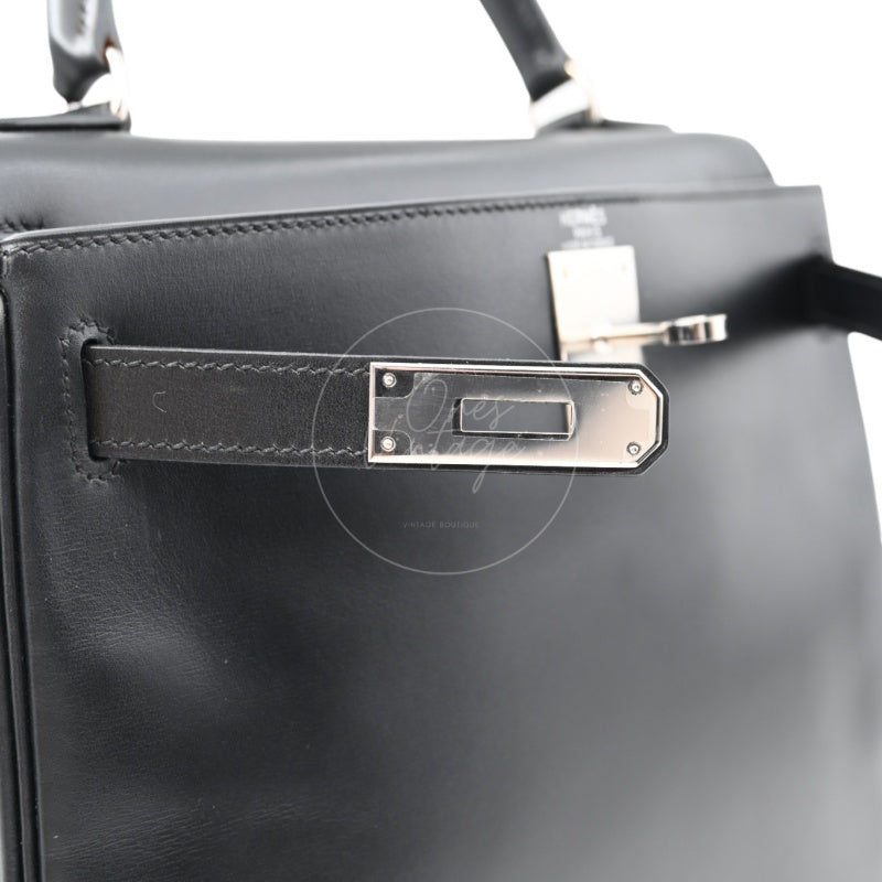 Hermes Kelly 28 Stamp PHW Noir Square B