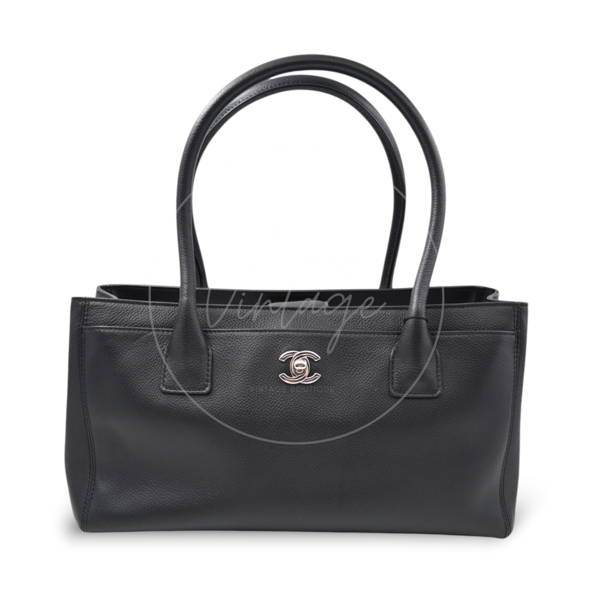 Chanel Cerf Small Calfskin Tote PHW Black Series 18