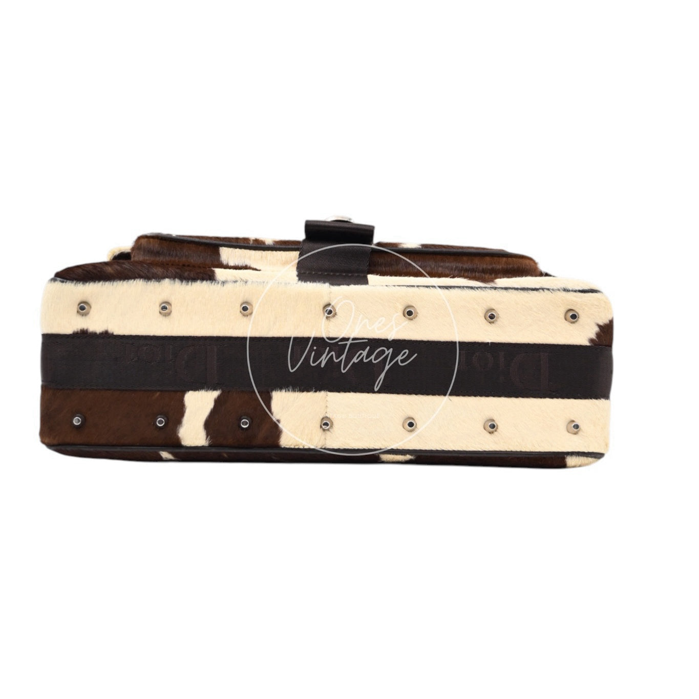 Christian Dior Y2K Pony Hair Shoulder Bag SHW Brown and Cream Cow-print Pattern
