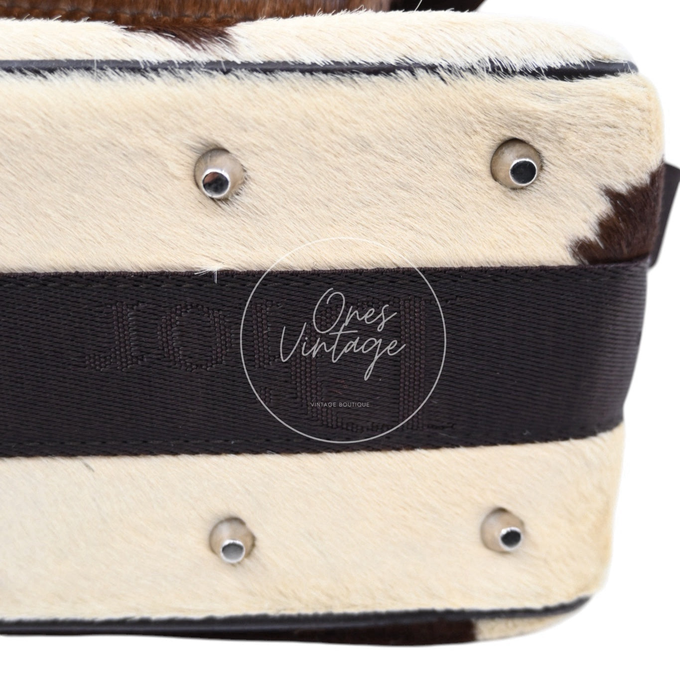 Christian Dior Y2K Pony Hair Shoulder Bag SHW Brown and Cream Cow-print Pattern