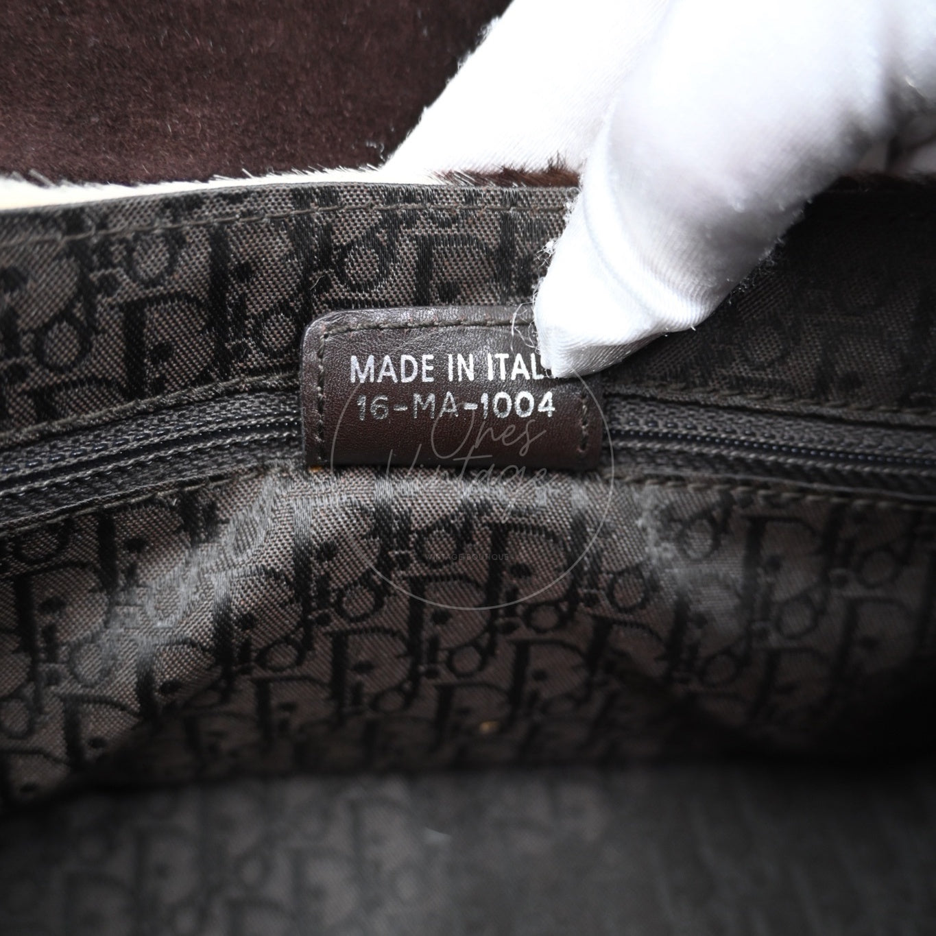 Christian Dior Y2K Pony Hair Shoulder Bag SHW Brown and Cream Cow-print Pattern