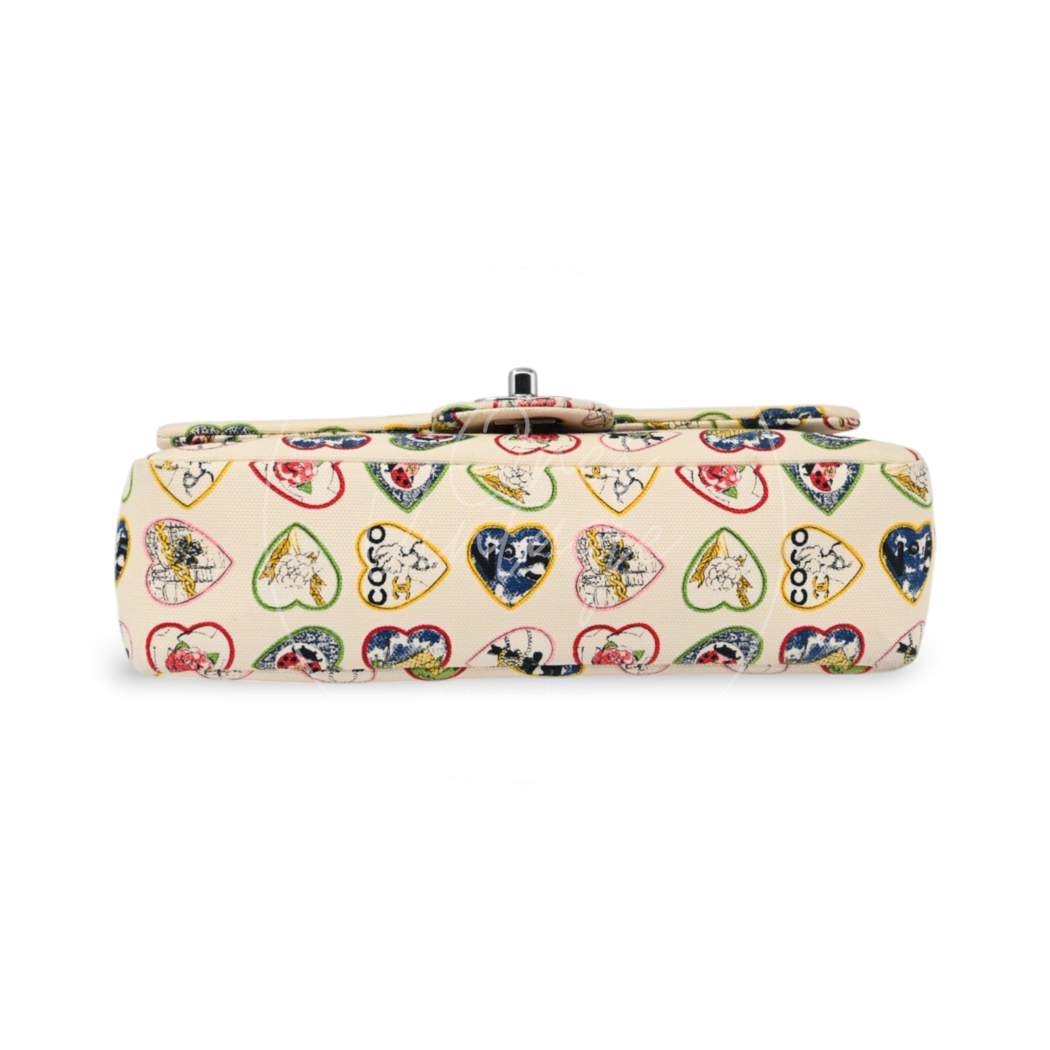 Chanel Valentine Canvas Flap Bag Multicolour Heart Print
