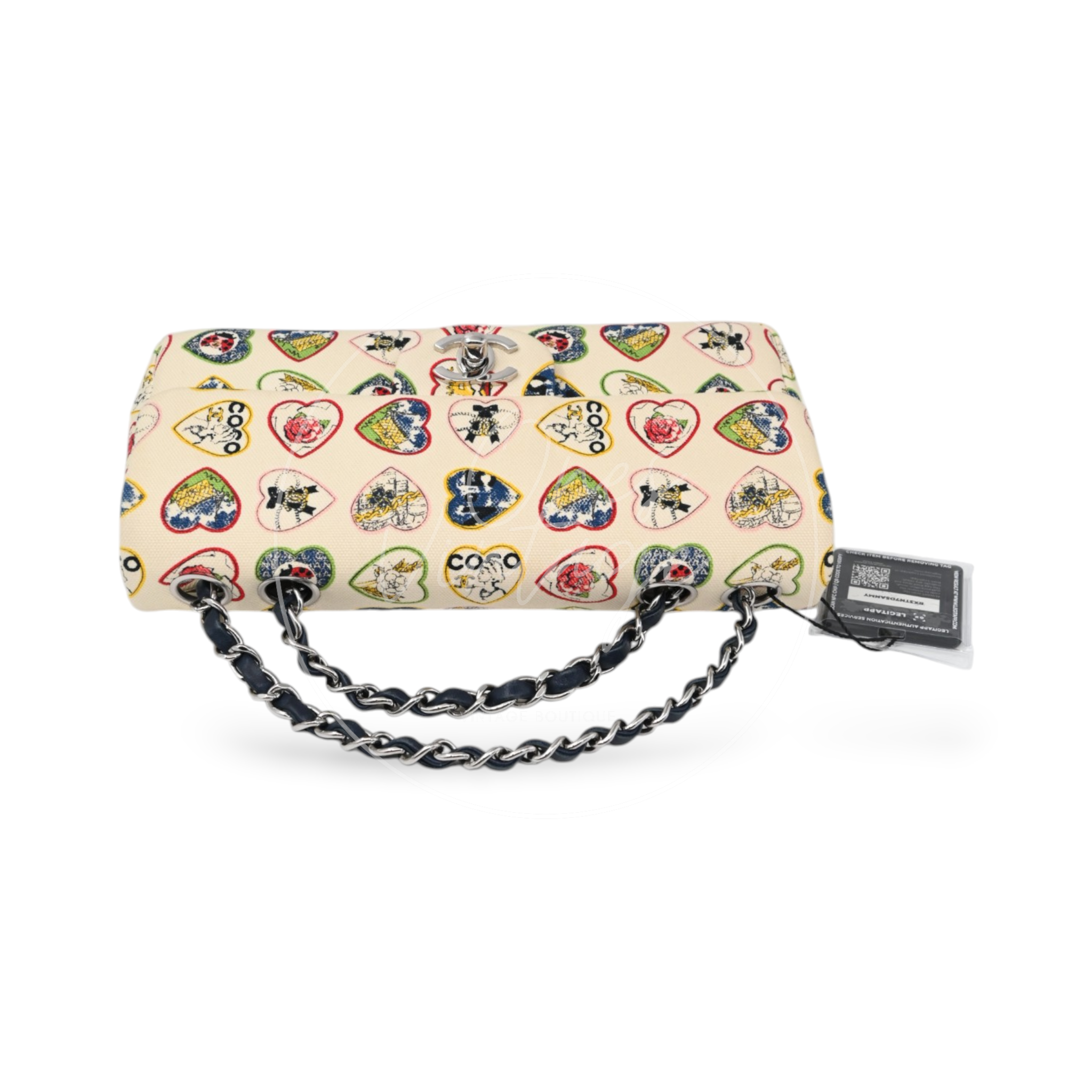 Chanel Valentine Canvas Flap Bag Multicolour Heart Print
