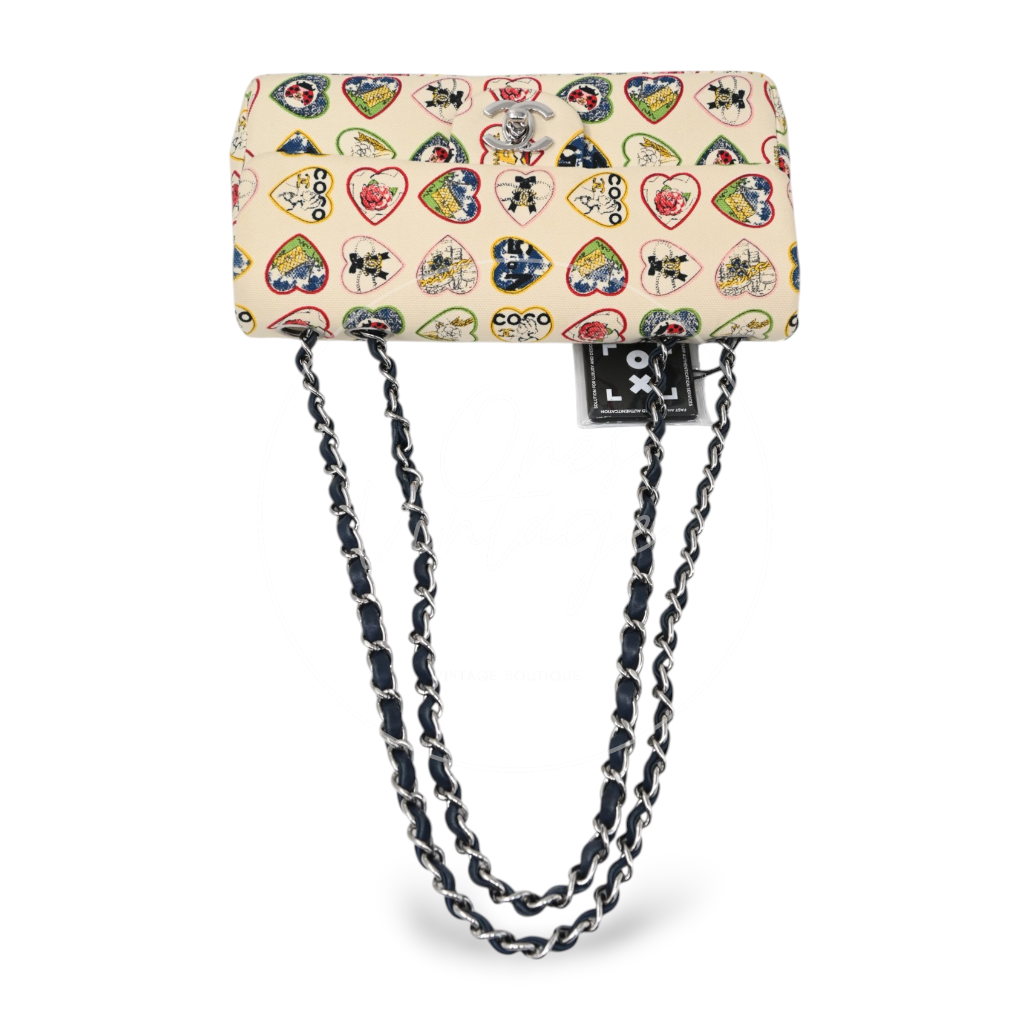 Chanel Valentine Canvas Flap Bag Multicolour Heart Print