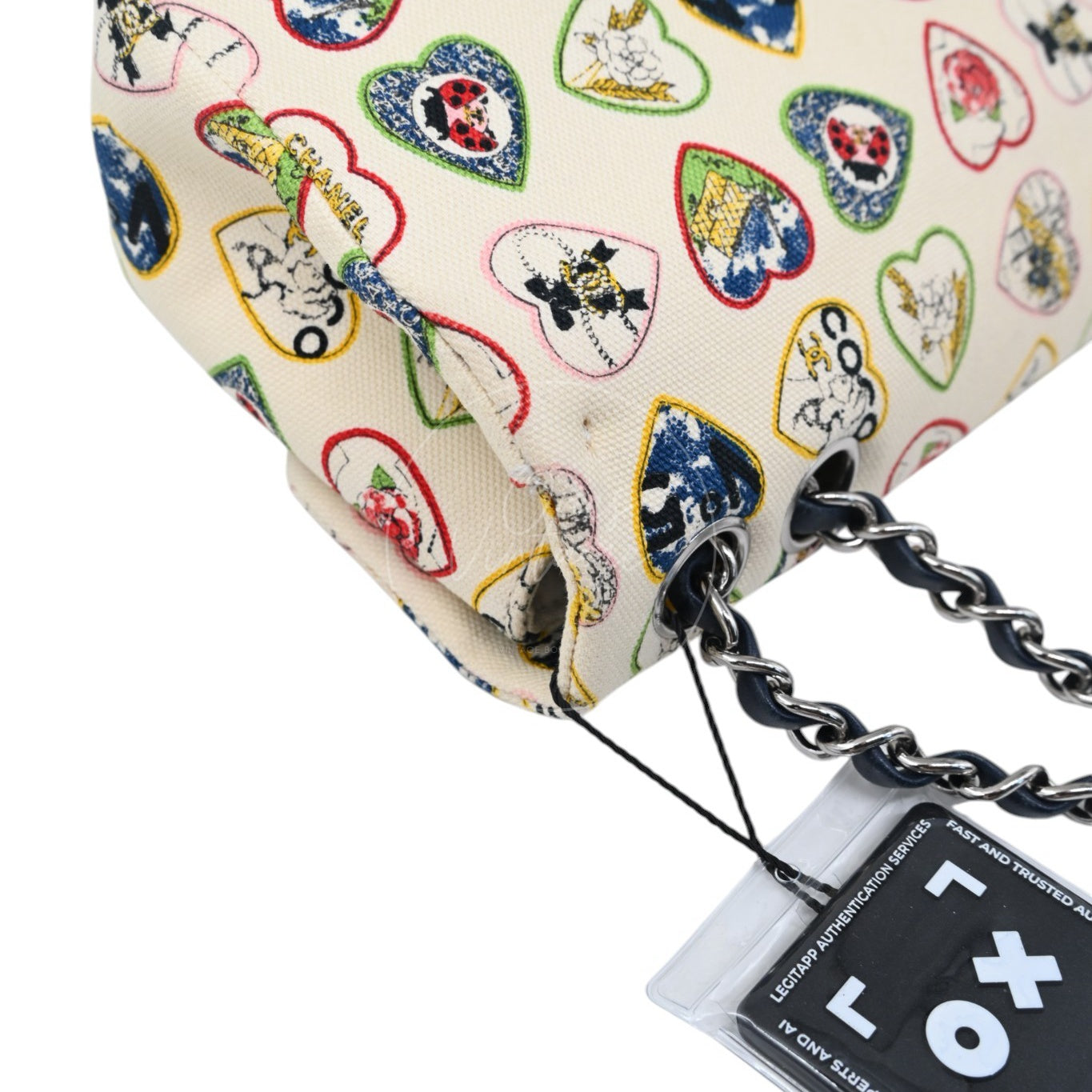 Chanel Valentine Canvas Flap Bag Multicolour Heart Print