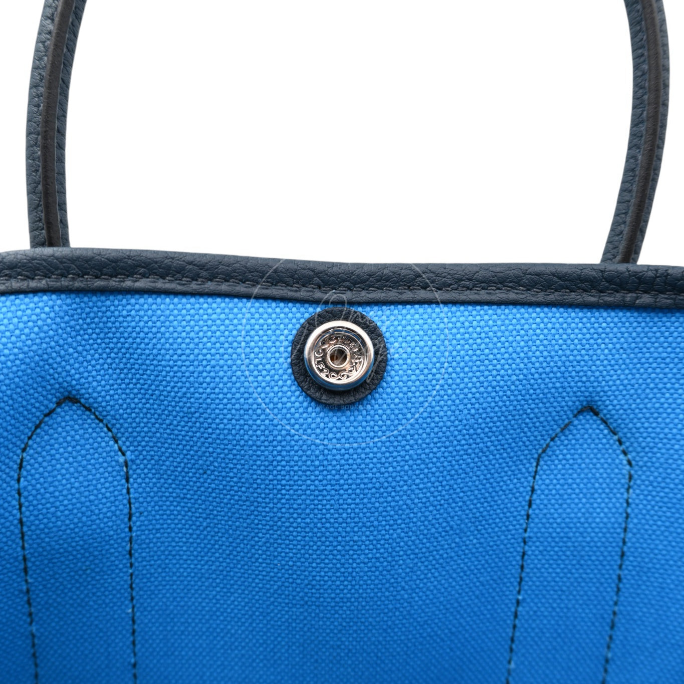 Hermes Garden Party 30 Toile Militaire Veau Negonda PHW Bleu Jeans Stamp K