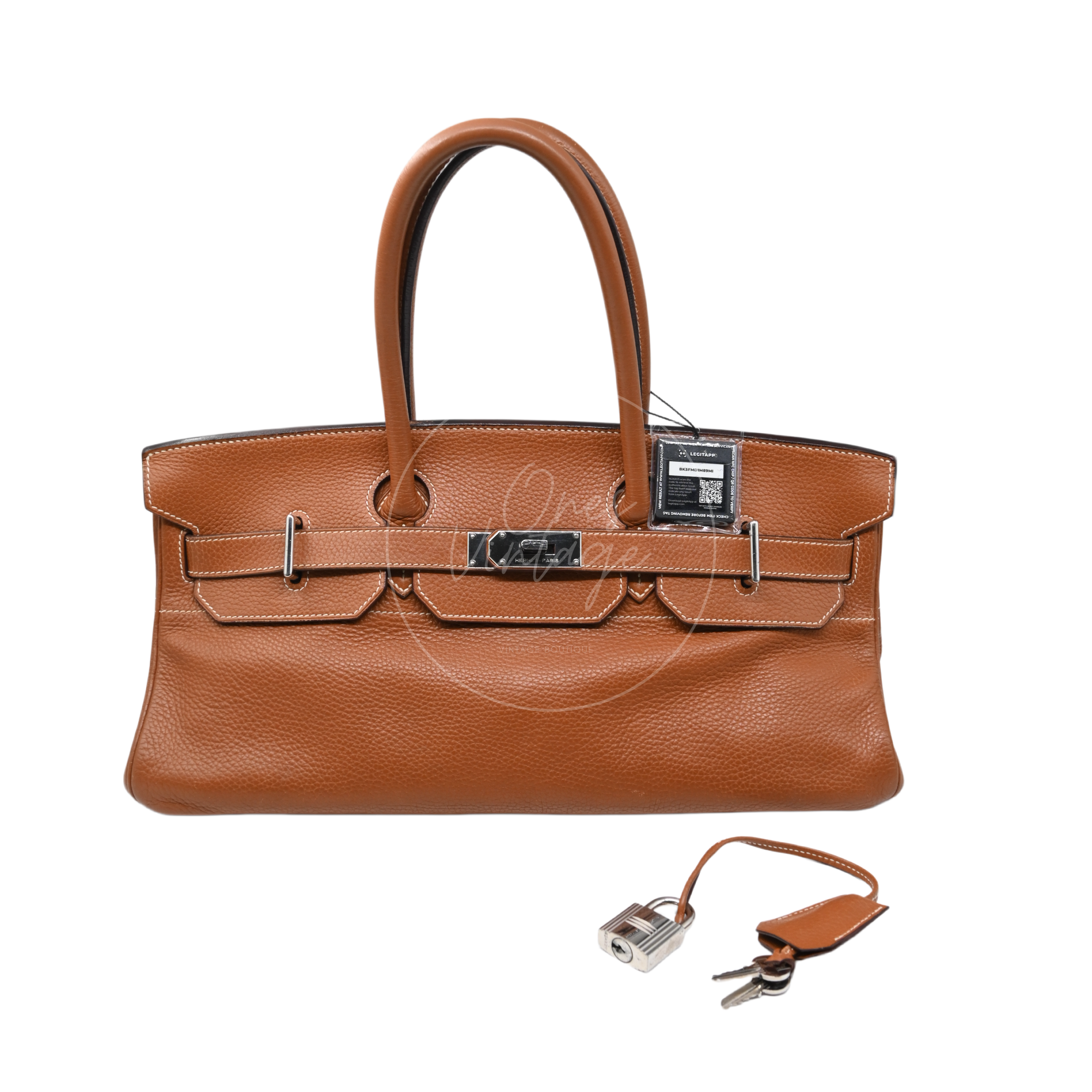 Hermes Clemence Shoulder Birkin 42 JPG PHW Brown Square I