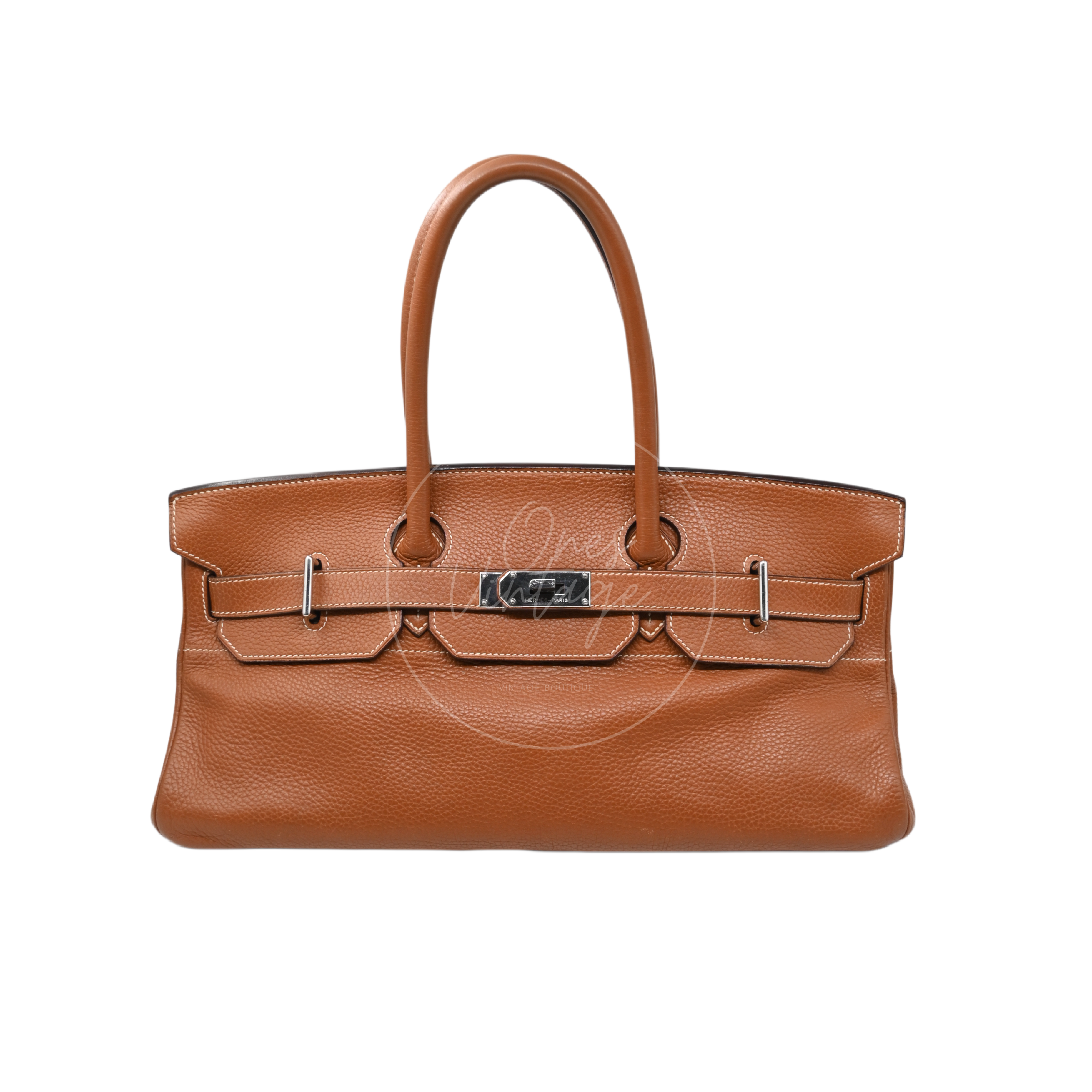Hermes Clemence Shoulder Birkin 42 JPG PHW Brown Square I