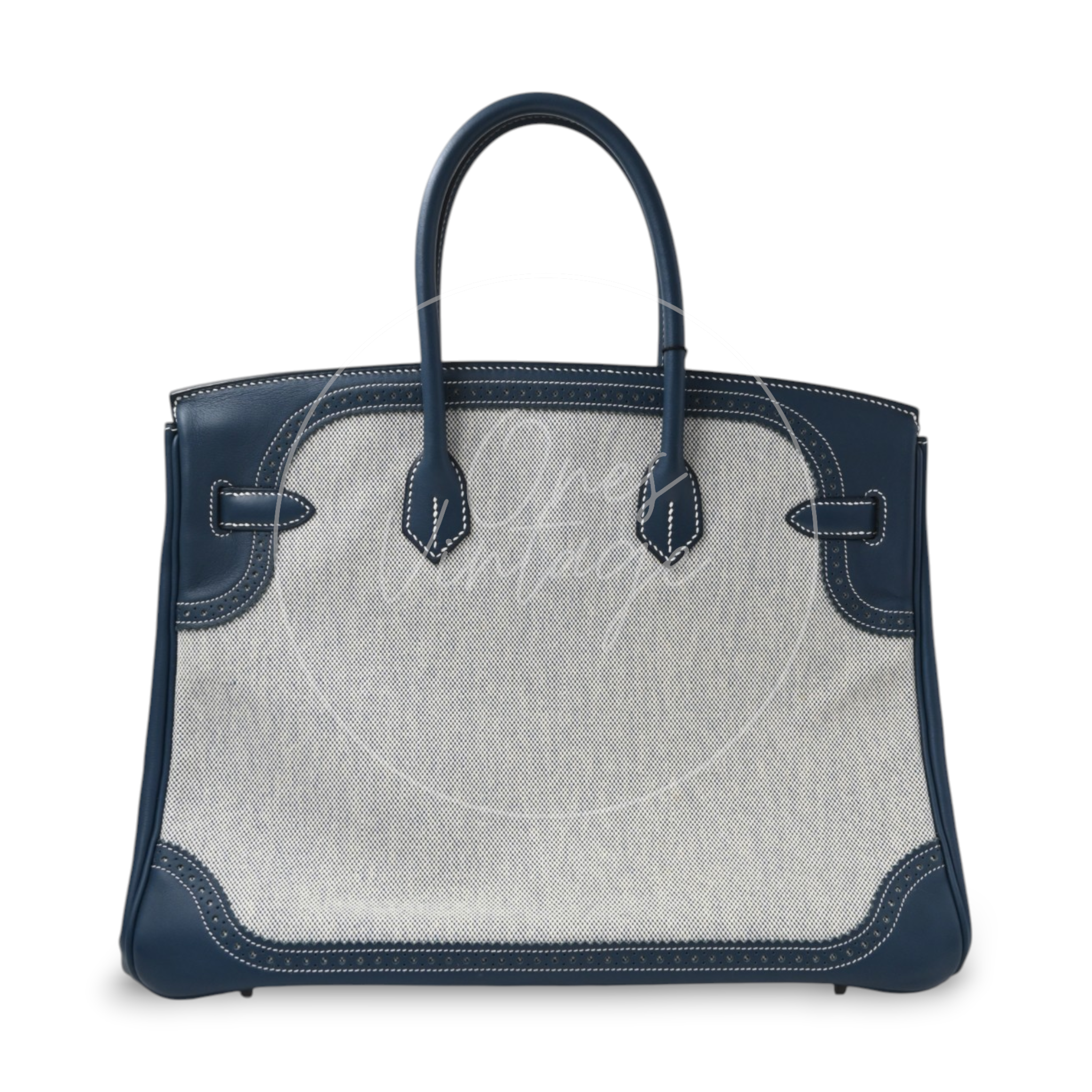 Hermes Birkin 35 Ghillies Tolie PHW Blue Square R