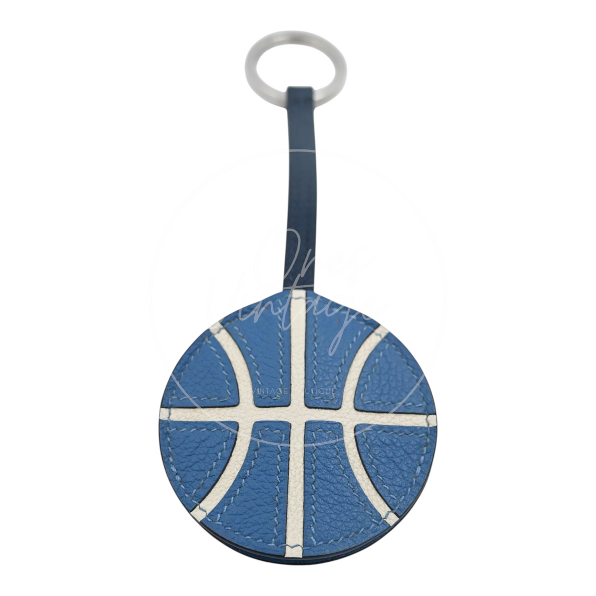Hermes Basketball Blue & White Evercolor Key Ring Bag Charm