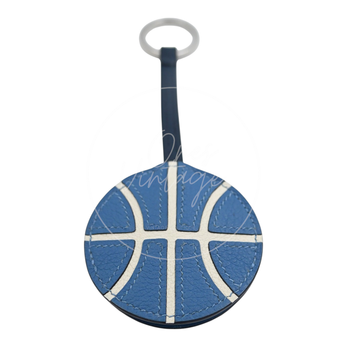 Hermes Basketball Blue & White Evercolor Key Ring Bag Charm
